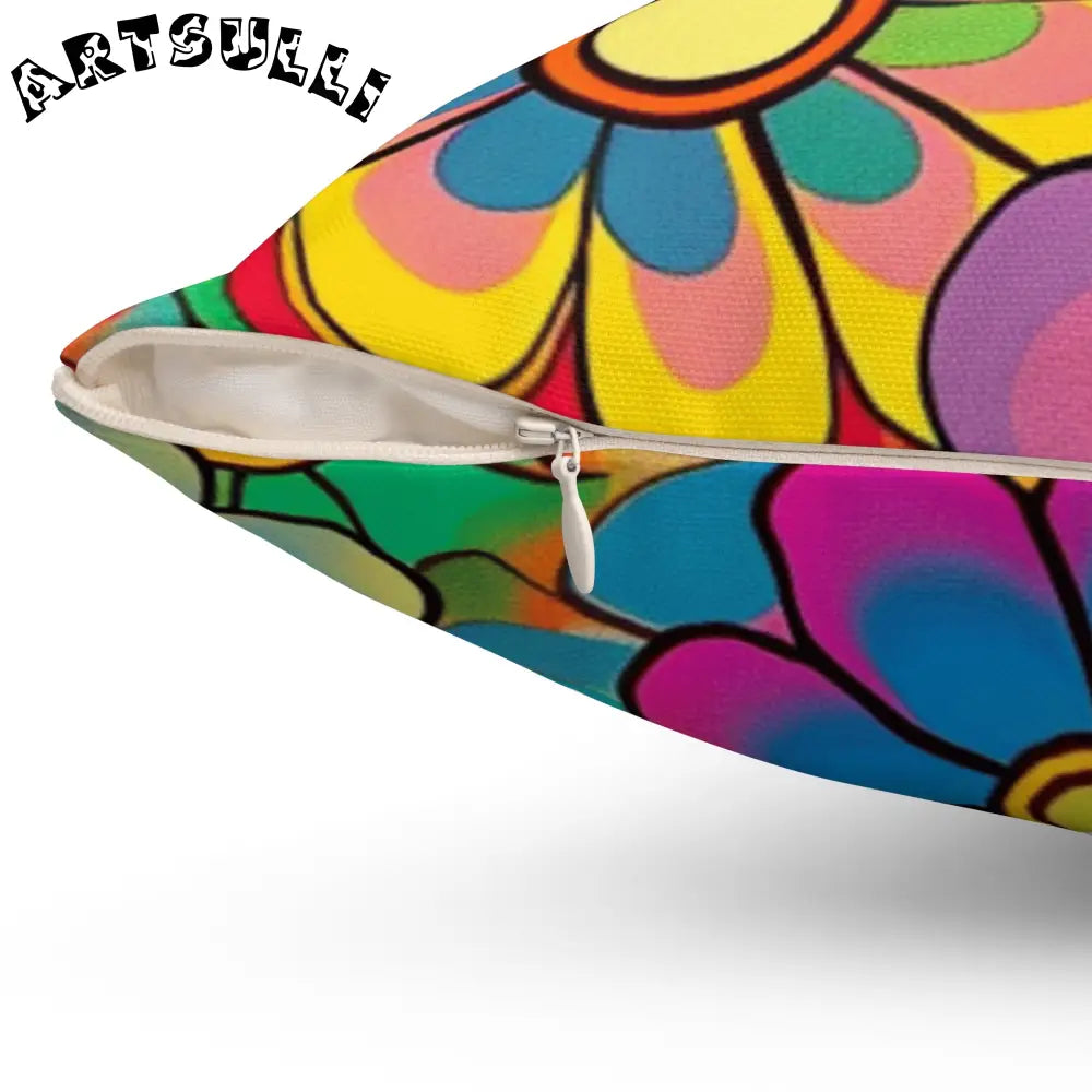 JAKKOUTTHEBXX Chromatic Daisy Dream Spun Polyester Square Pillow