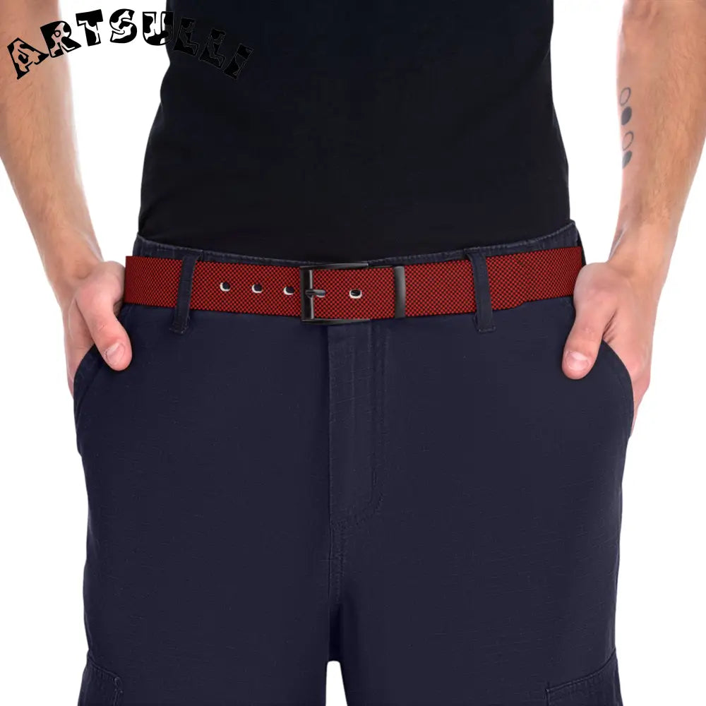 JAKKOUTTHEBXX Checkerboard Red and Black Belt JAKKOUTTHEBXX Artsulli