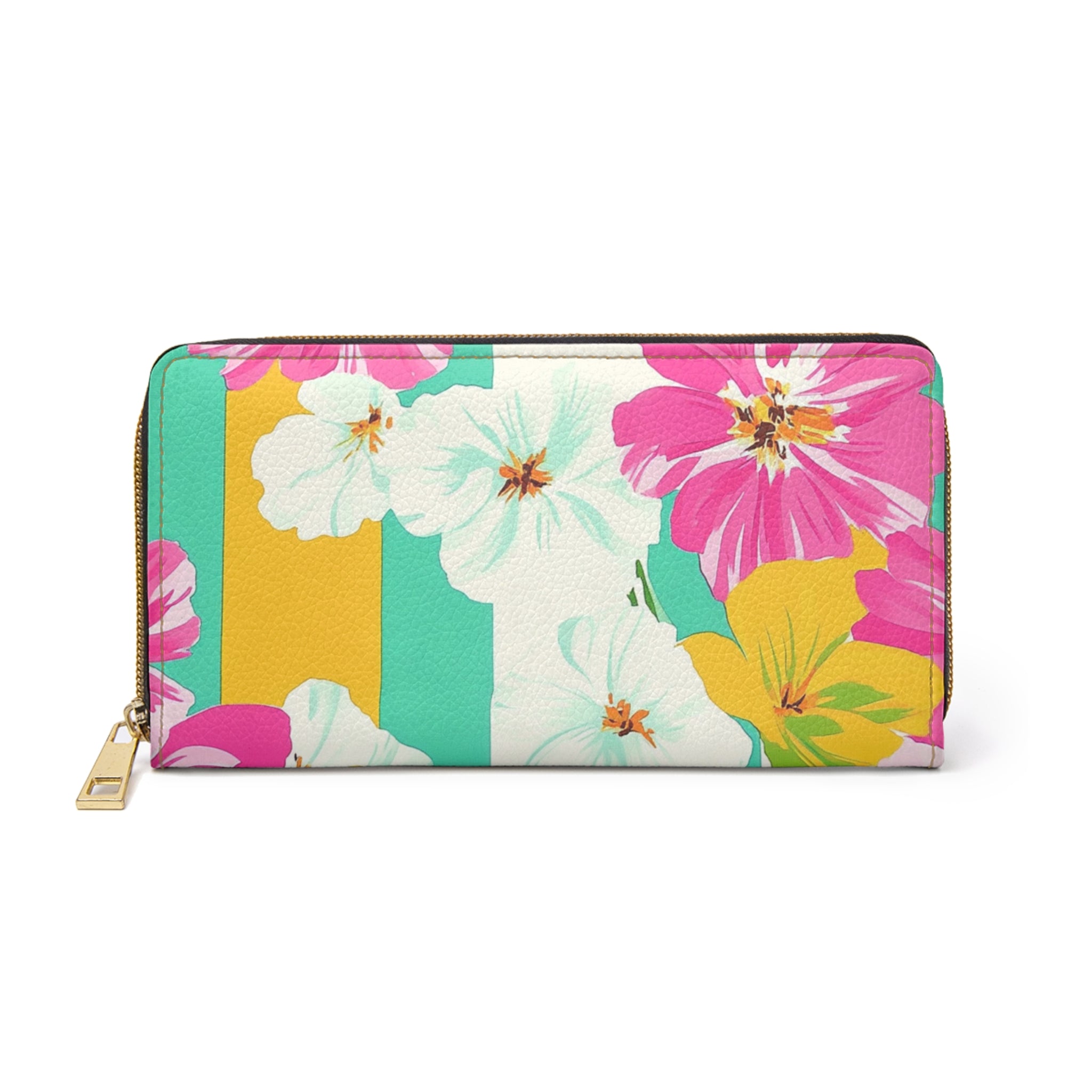 Pastel x Floral x Stripes Multi-Color Zipper Wallet, Artsulli - Art is Long, Life is Short, Accessories, Size, One size, Color, White, , , 23188184352335520987