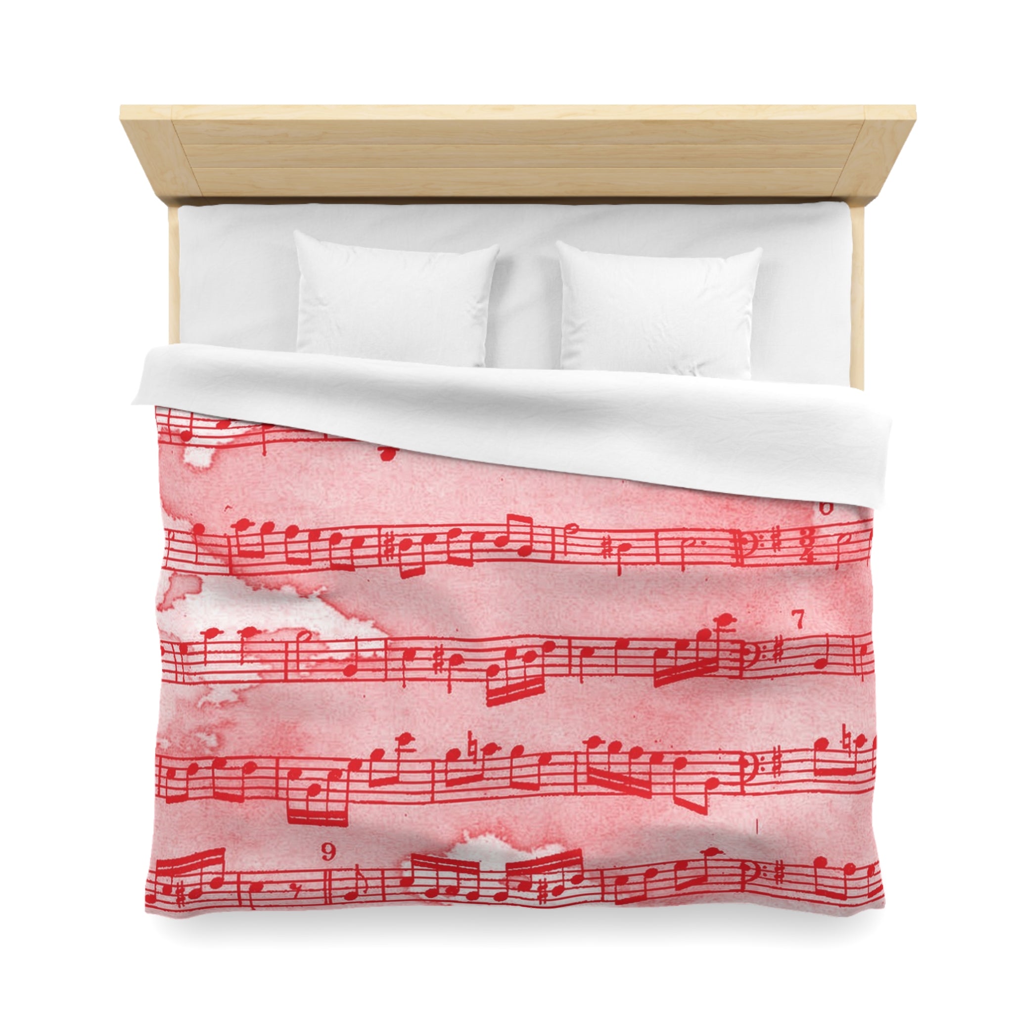 Drip Spill Type Beat Sheet Music Red Microfiber Duvet Cover, Artsulli - Art is Long, Life is Short, Home Decor, , , , , , , 