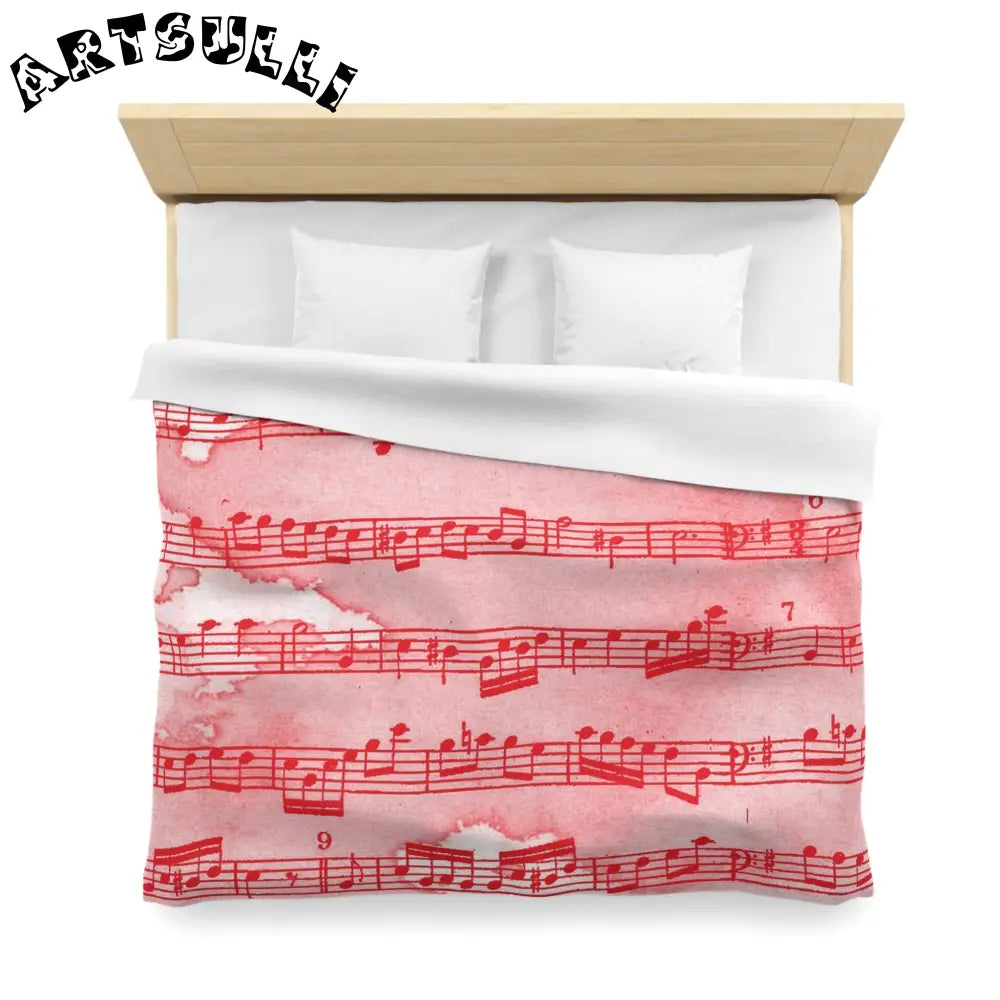JAKKOUTTHEBXX Red Watercolor Sheet Music Art Printed Duvet Cover 2025