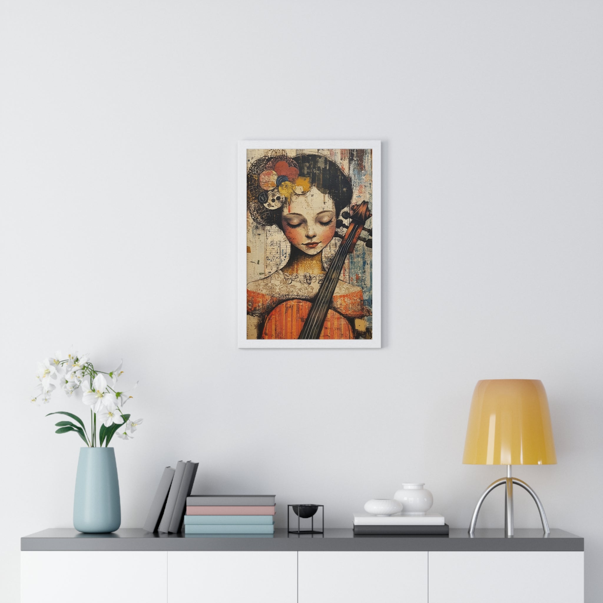 Girl With A Violin Vertical Framed Poster, Artsulli - Art is Long, Life is Short, Poster, , , , , , , 