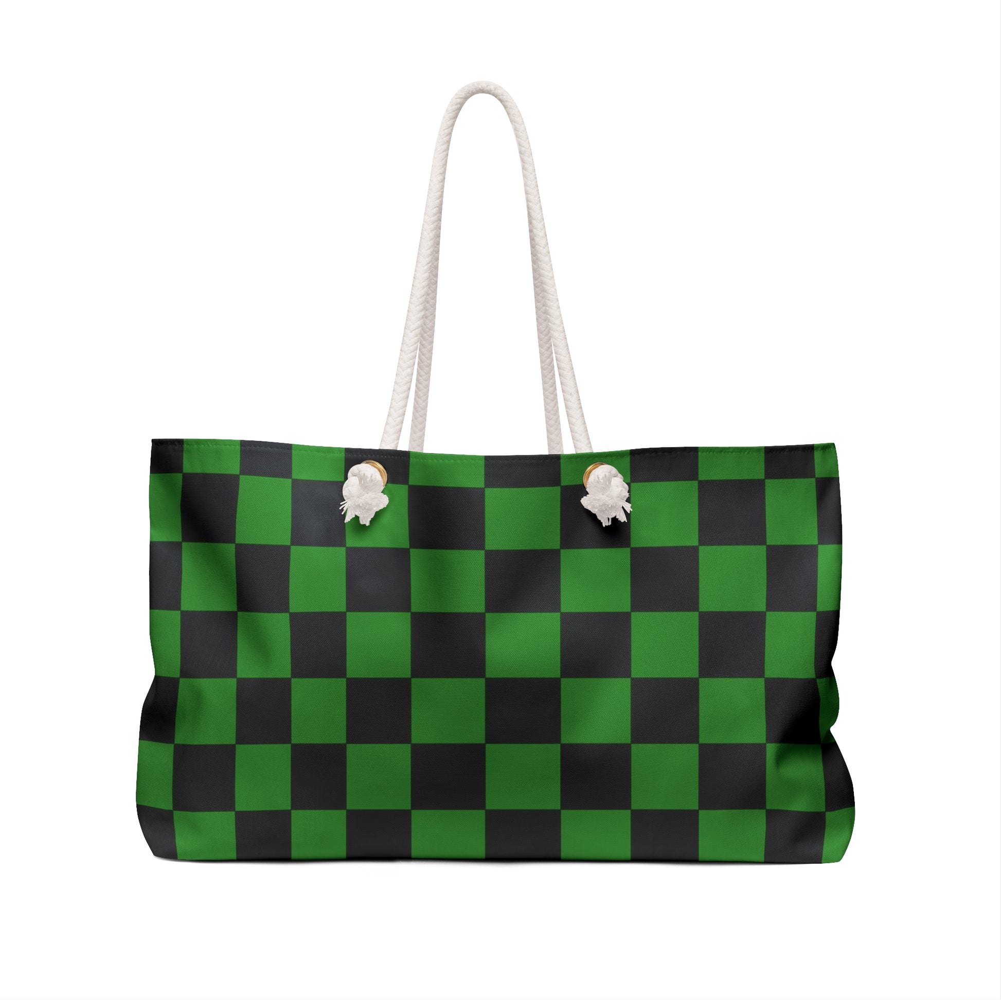 Checkerboard Green and Black Weekender Bag, Artsulli - Art is Long, Life is Short, Bags, , , , , , , 