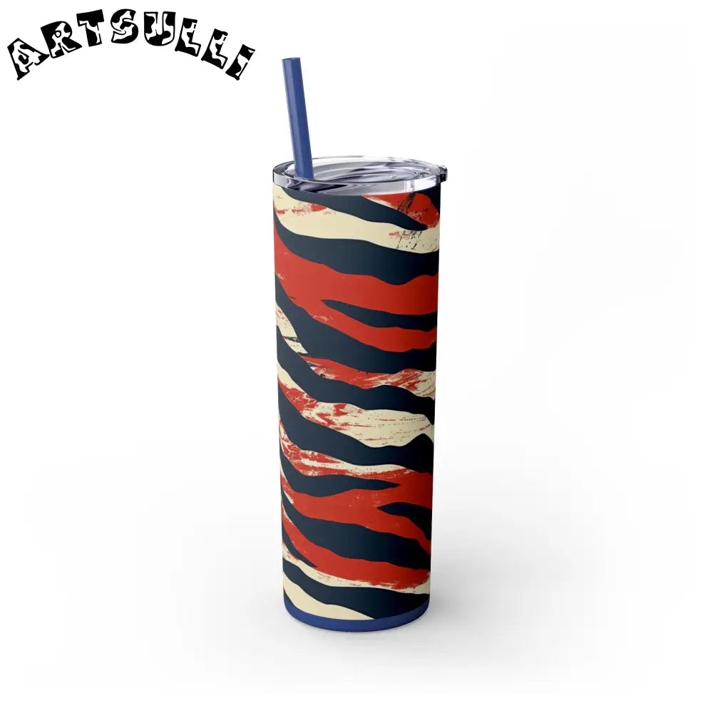 JAKKOUTTHEBXX Capricious Tiger Wave Skinny Tumbler with Straw 20oz