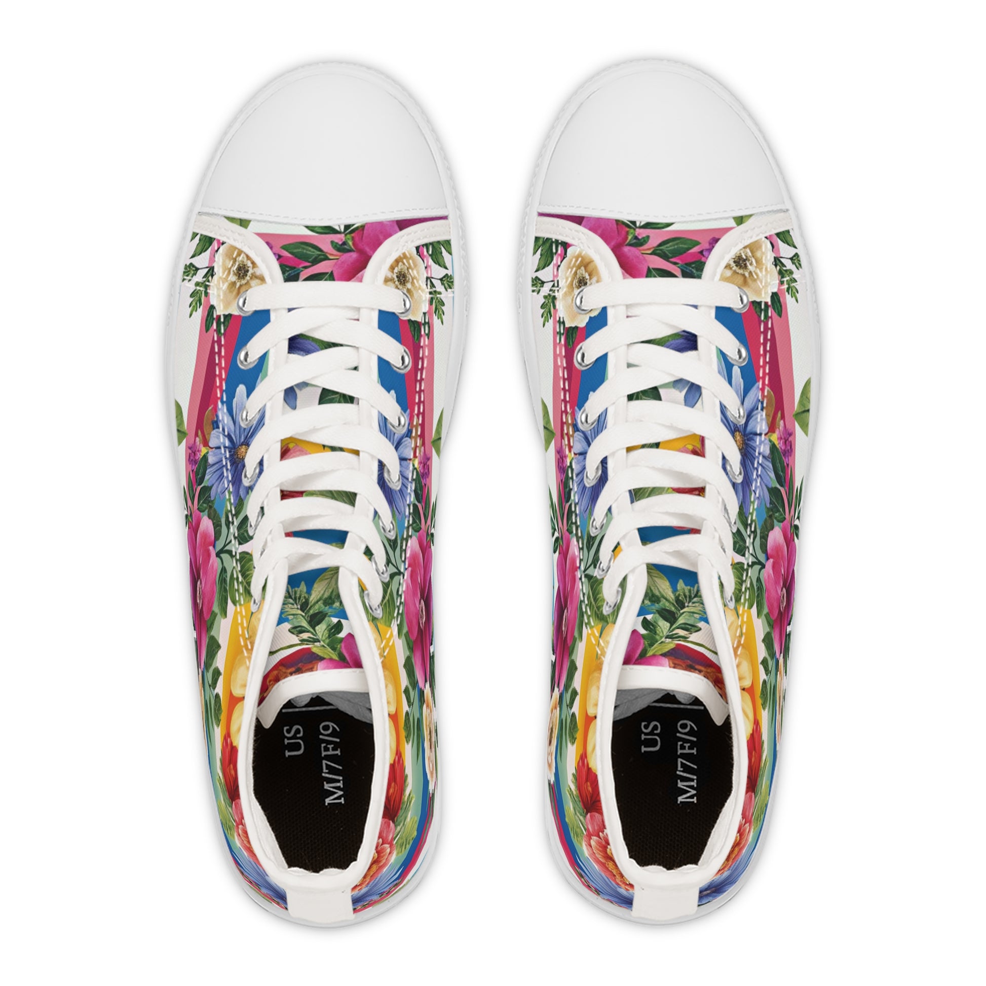 Floral Stripe 4K II Women's High Top Sneakers, Artsulli - Art is Long, Life is Short, Shoes, , , , , , , 