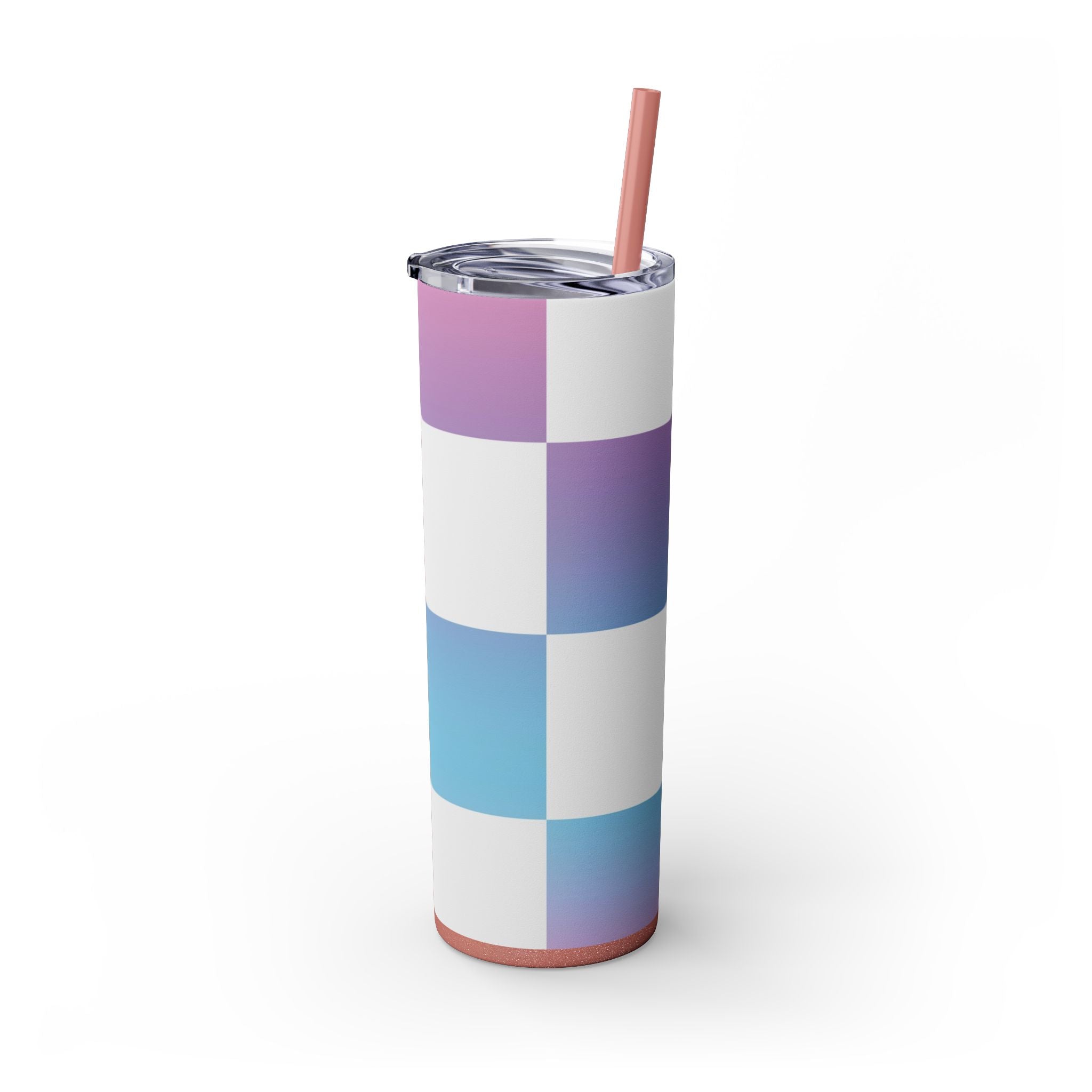 Vaporwave Check Skinny Tumbler with Straw, 20oz, Artsulli - Art is Long, Life is Short, Mug, , , , , , , 