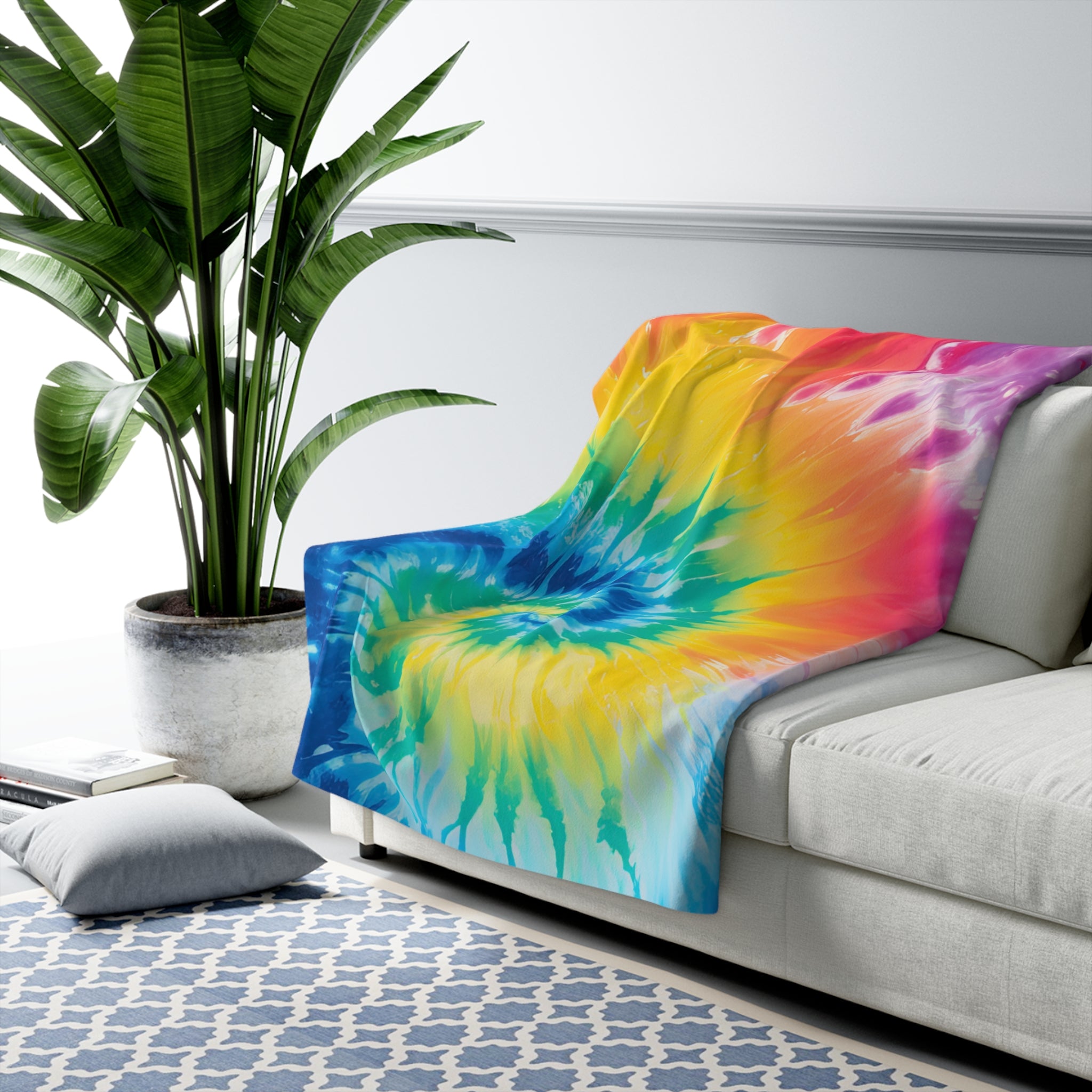 Tie Dye Sherpa Fleece Blanket, Artsulli - Art is Long, Life is Short, Home Decor, , , , , , , 