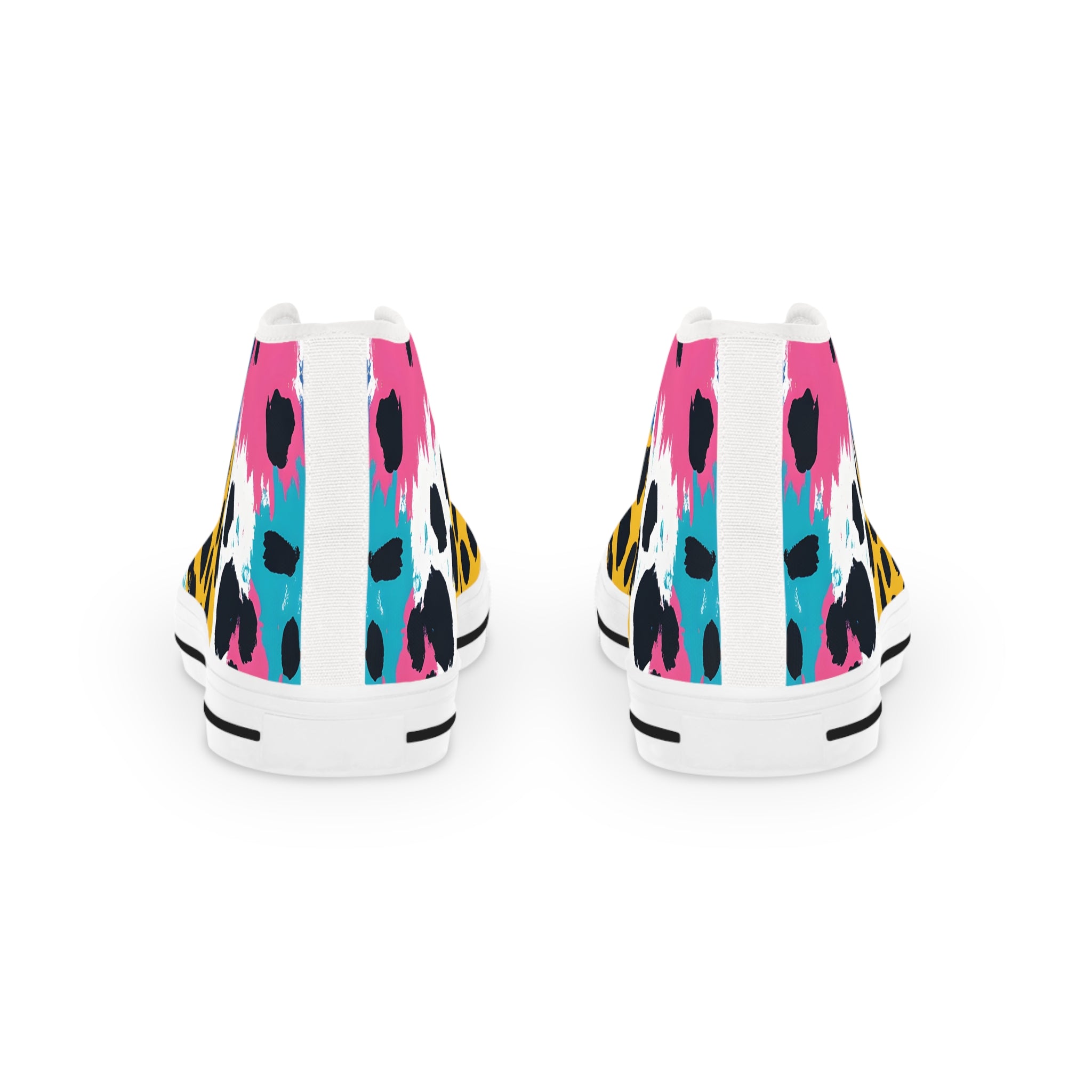 Leopard Print x Paint Brush Strokes Multi-Color Men's High Top Sneakers, Artsulli - Art is Long, Life is Short, Shoes, , , , , , , 