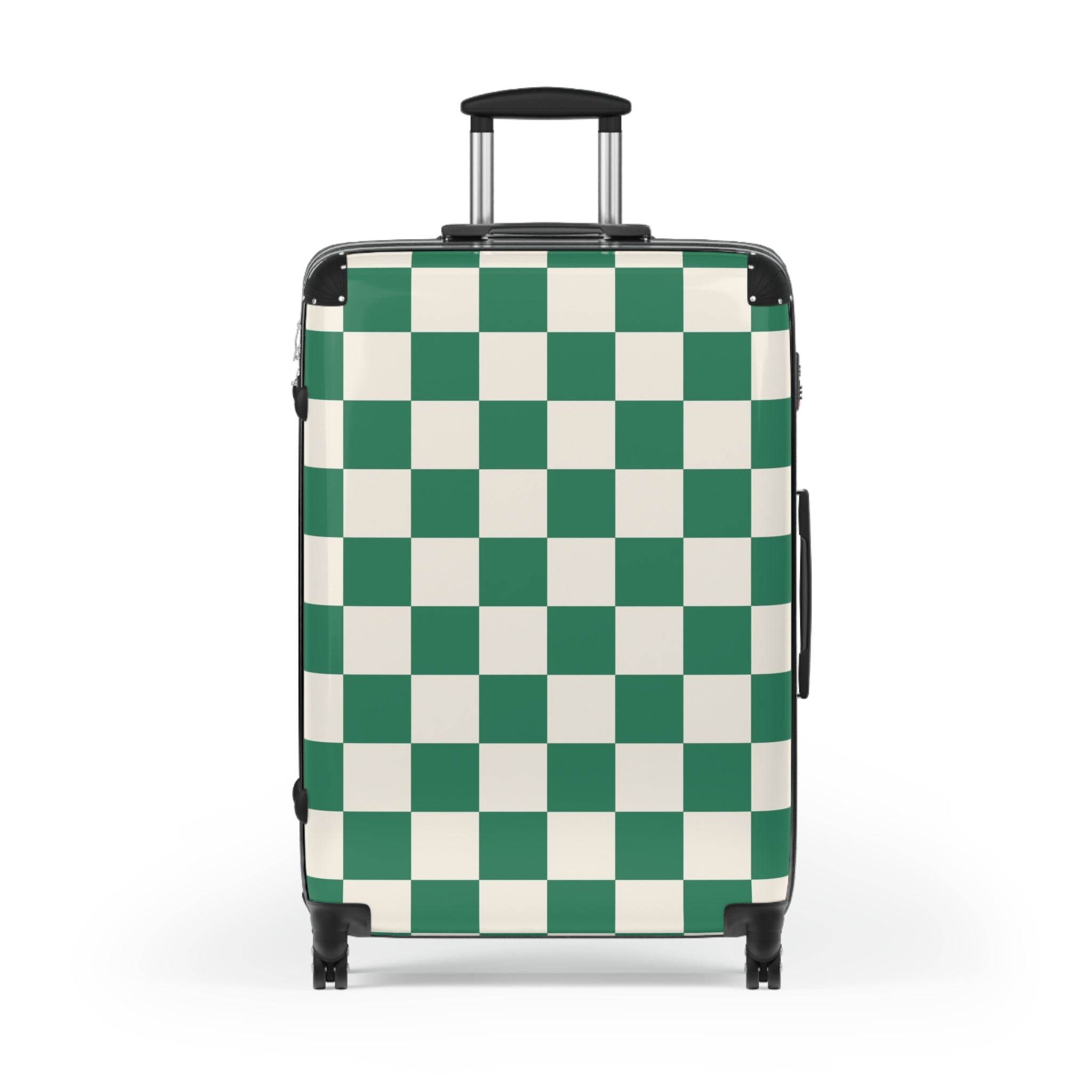 Checkerboard Dark Green Suitcase, Artsulli - Art is Long, Life is Short, Bags, , , , , , , 