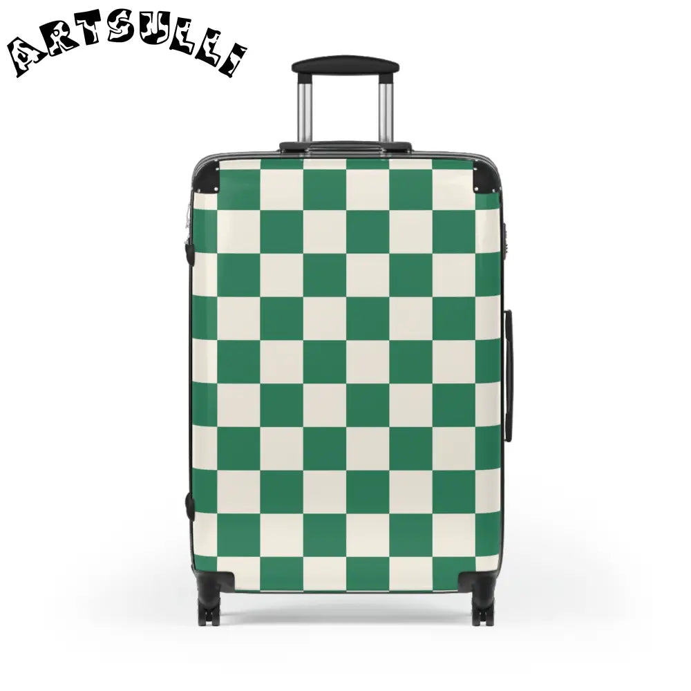 JAKKOUTTHEBXX Checkerboard Dark Green Suitcase JAKKOUTTHEBXX