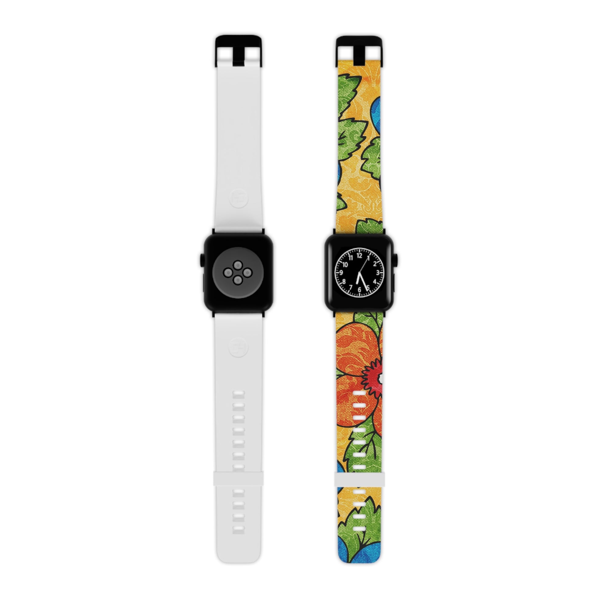 Groovy Yellow Floral Kl Watch Band for Apple Watch, Artsulli - Art is Long, Life is Short, Accessories, Size, 8'' × 0.75'' / 42 - 44 mm, Color, Black, , , 44777595713403907451