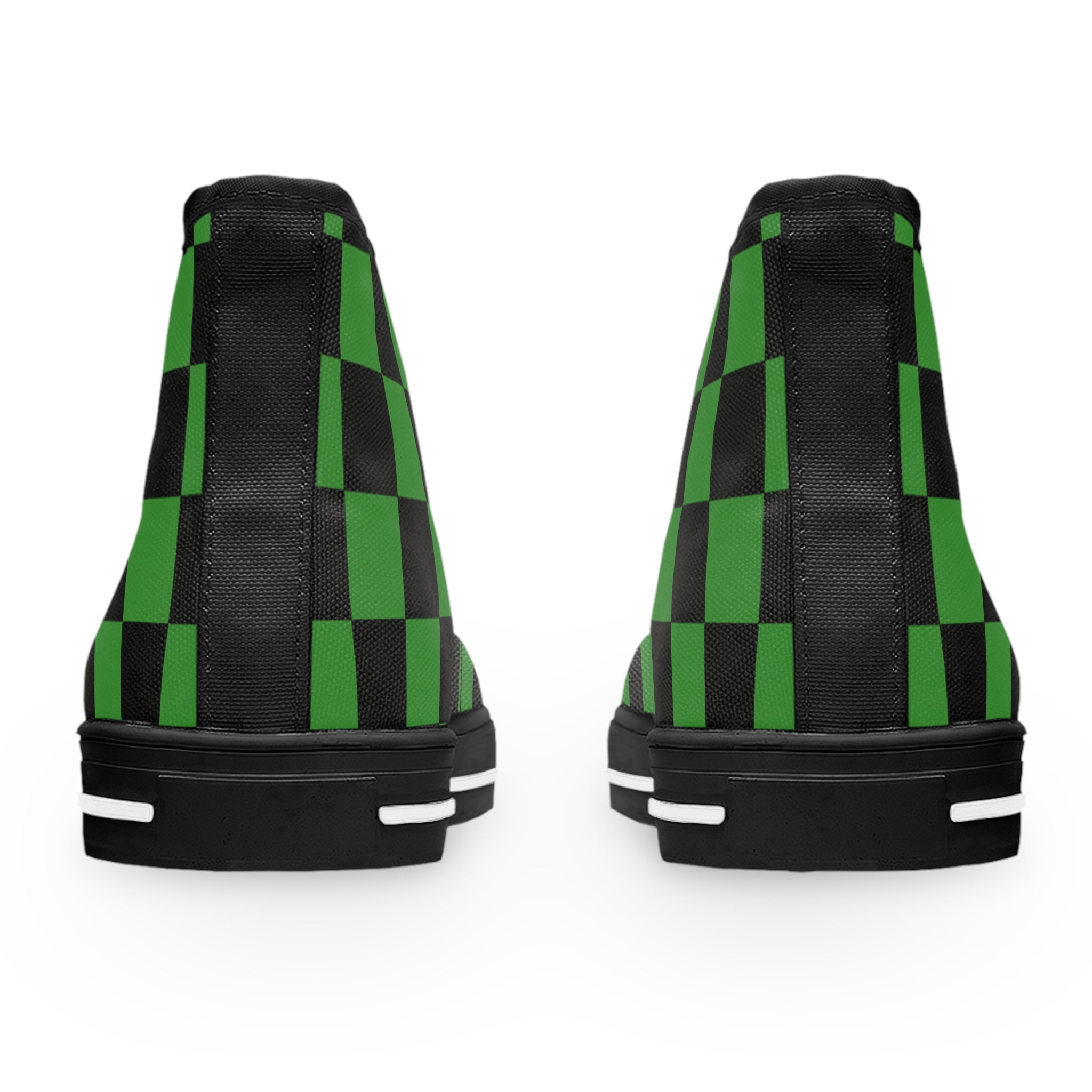 Checkerboard Green and Black Women's High Top Sneakers, Artsulli - Art is Long, Life is Short, Shoes, , , , , , , 