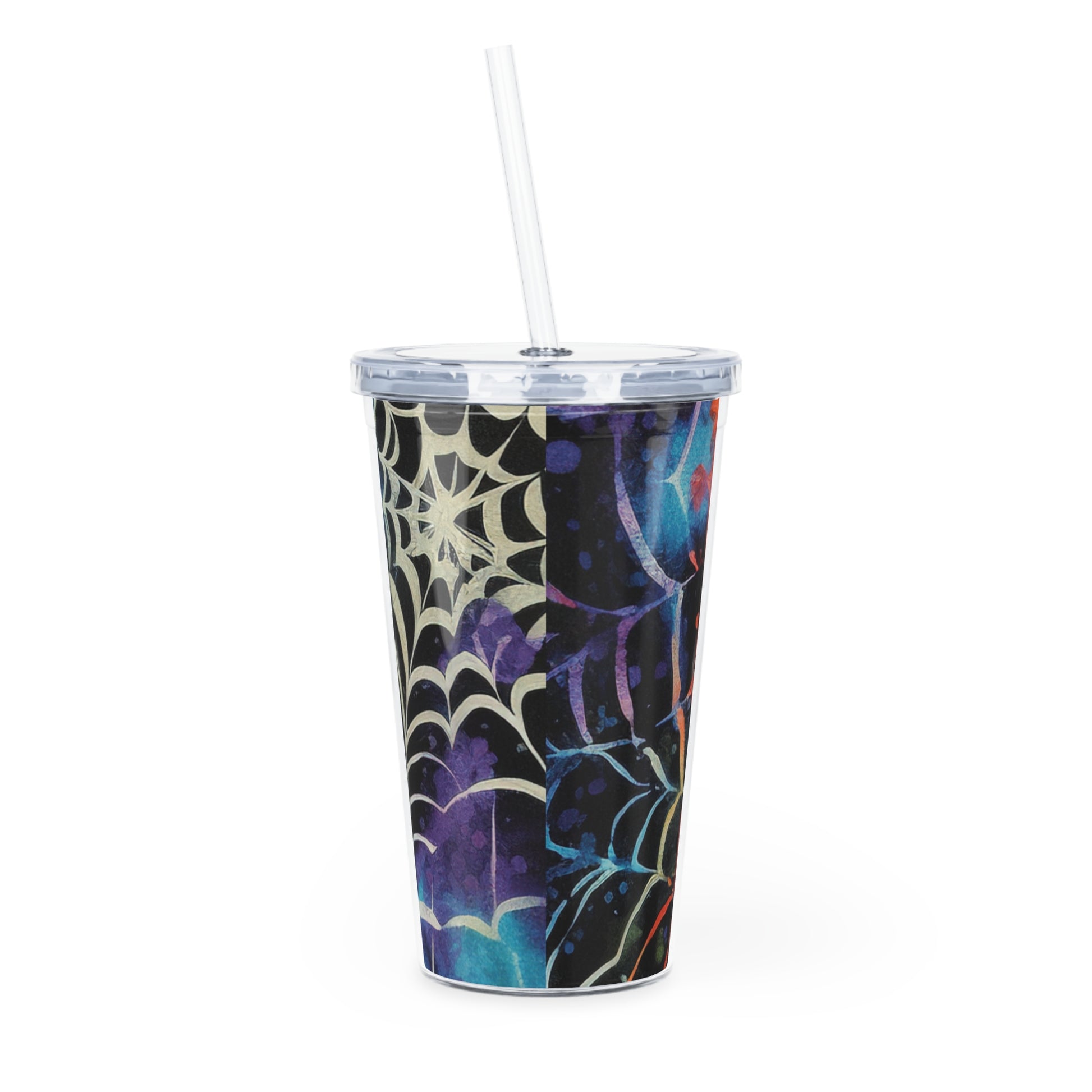 Spider Web Tie Dye Plastic Tumbler with Straw, Artsulli - Art is Long, Life is Short, Mug, , , , , , , 
