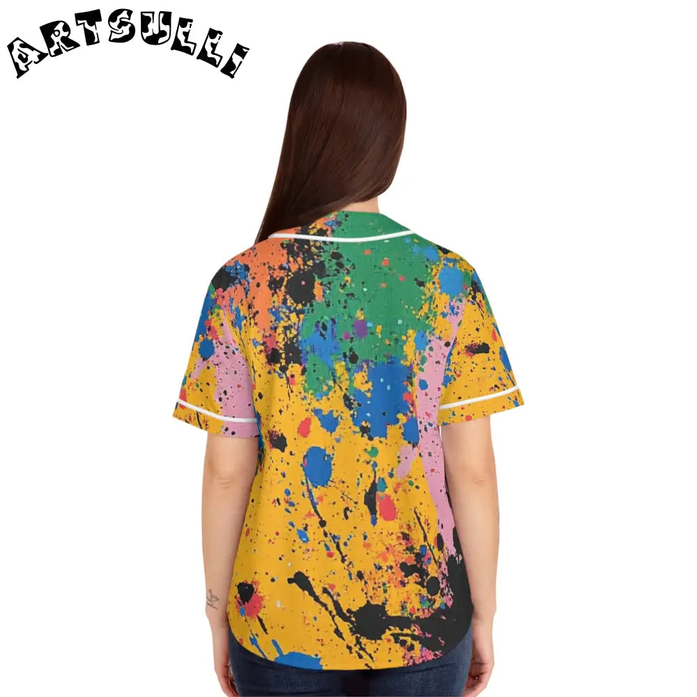 JAKKOUTTHEBXX The Colors Of Paint Splatter Women’s Baseball Jersey