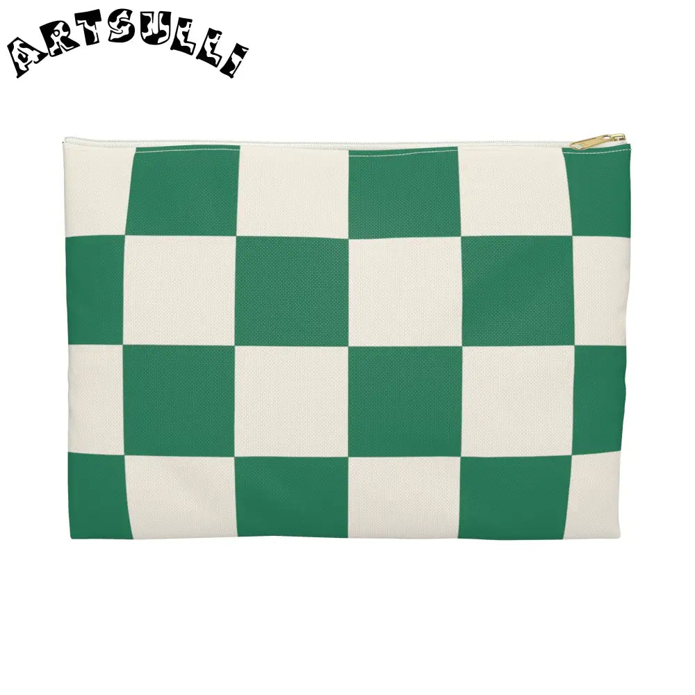 JAKKOUTTHEBXX Checkerboard Dark Green Accessory Pouch JAKKOUTTHEBXX