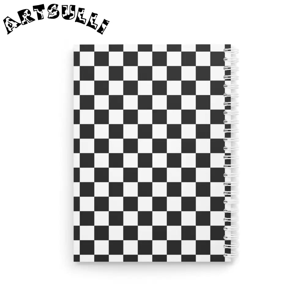 JAKKOUTTHEBXX Checkerboard White and Black Spiral Notebook