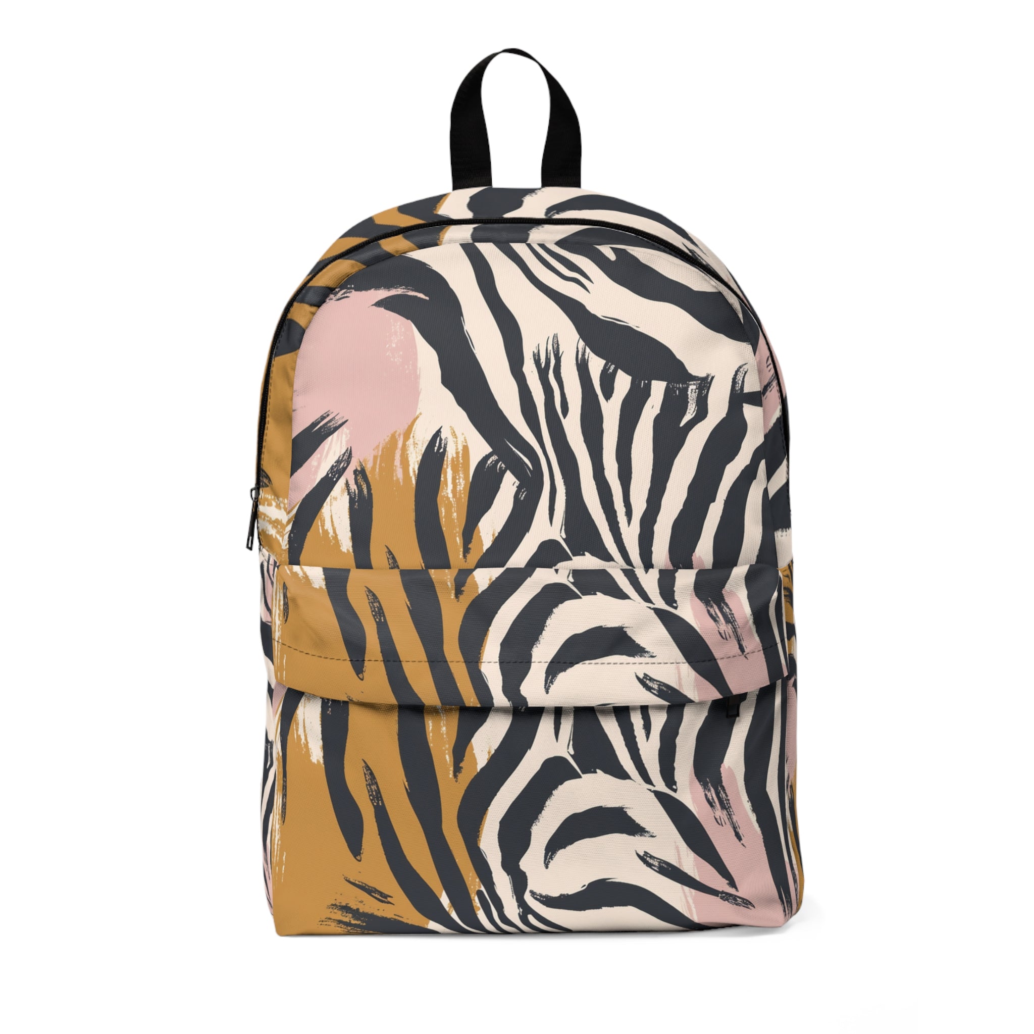 Beige Zebra Jungle Flats Unisex Classic Backpack, Artsulli - Art is Long, Life is Short, Bags, Size, One size, , , , , 73324408496978