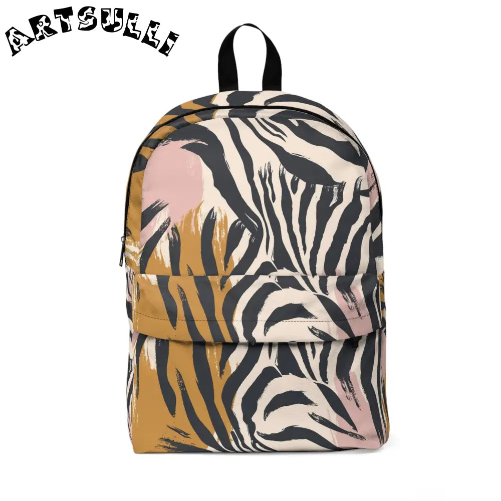 JAKKOUTTHEBXX Beige Zebra Jungle Flats Unisex Classic Backpack