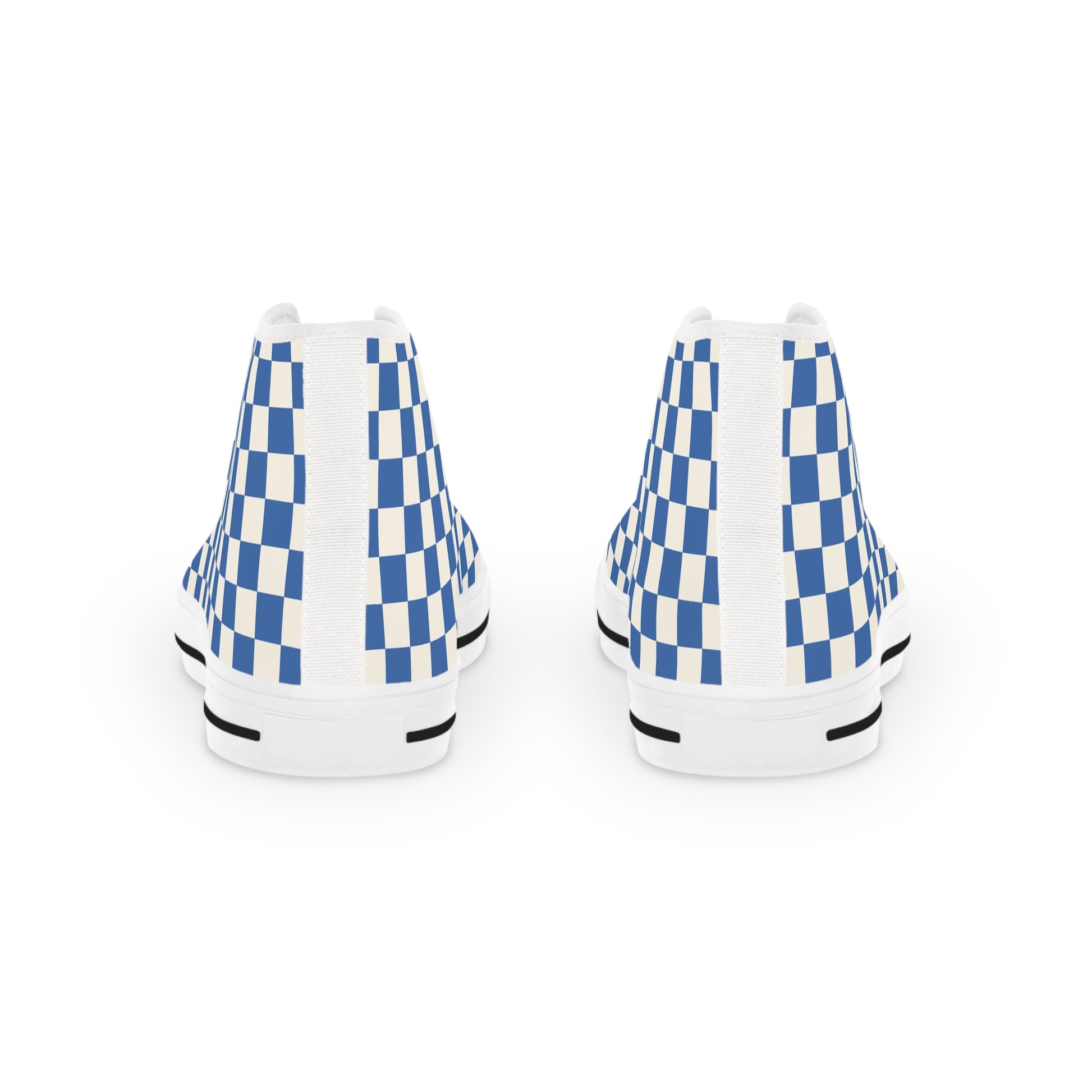 Checkerboard Blue Men's High Top Sneakers, Artsulli - Art is Long, Life is Short, Shoes, , , , , , , 