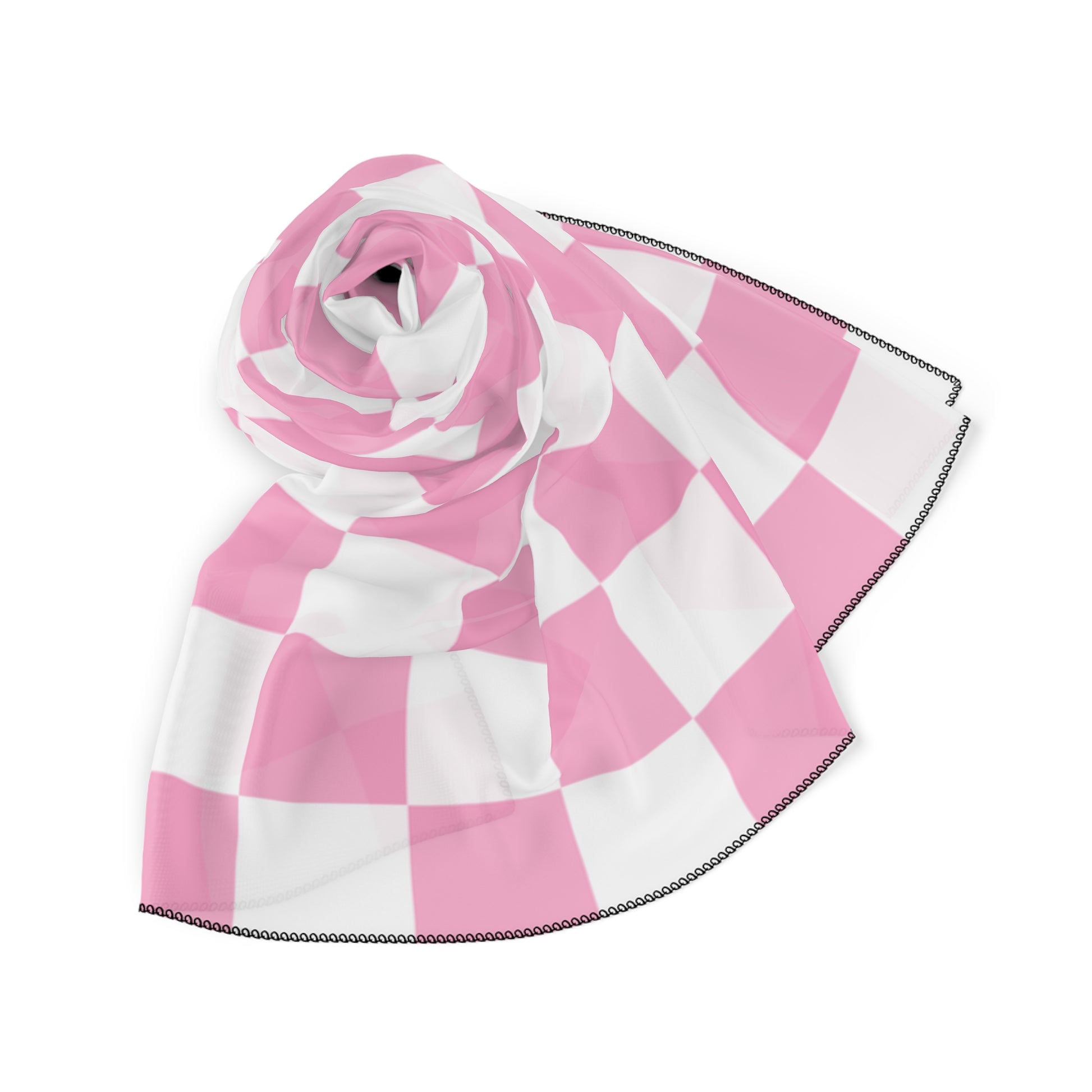 Checkerboard Hot Pink and White Poly Scarf, Artsulli - Art is Long, Life is Short, Accessories, , , , , , , 