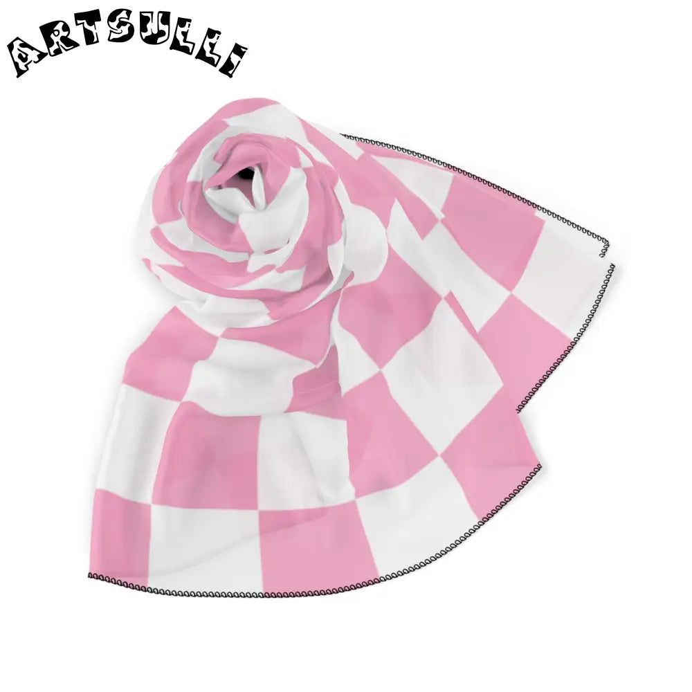 JAKKOUTTHEBXX Checkerboard Hot Pink and White Poly Scarf