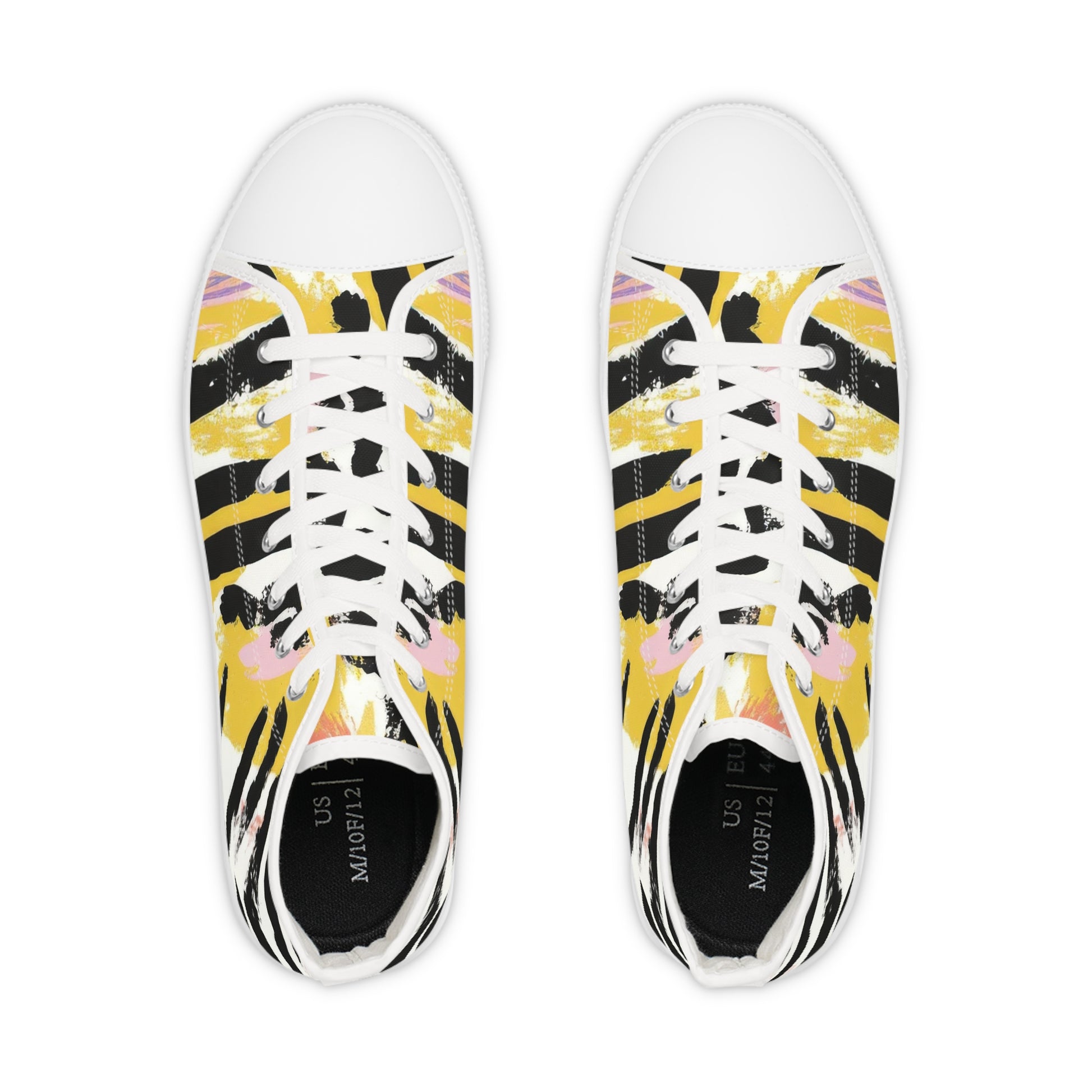 Wild Zebra Stripes x Paint Brush Strokes Multi-Color II Men's High Top Sneakers, Artsulli - Art is Long, Life is Short, Shoes, , , , , , , 