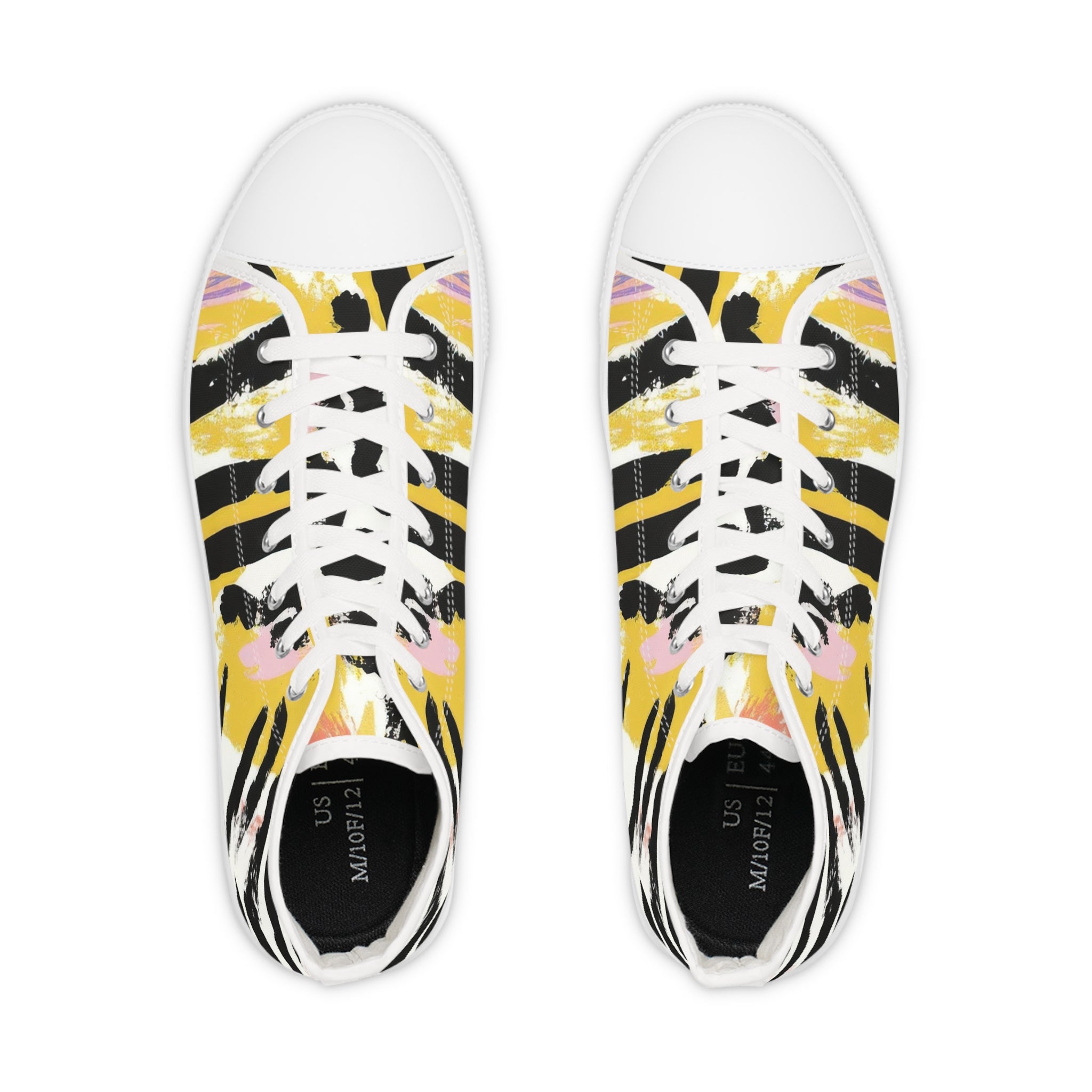 Wild Zebra Stripes x Paint Brush Strokes Multi-Color II Men's High Top Sneakers, Artsulli - Art is Long, Life is Short, Shoes, , , , , , , 