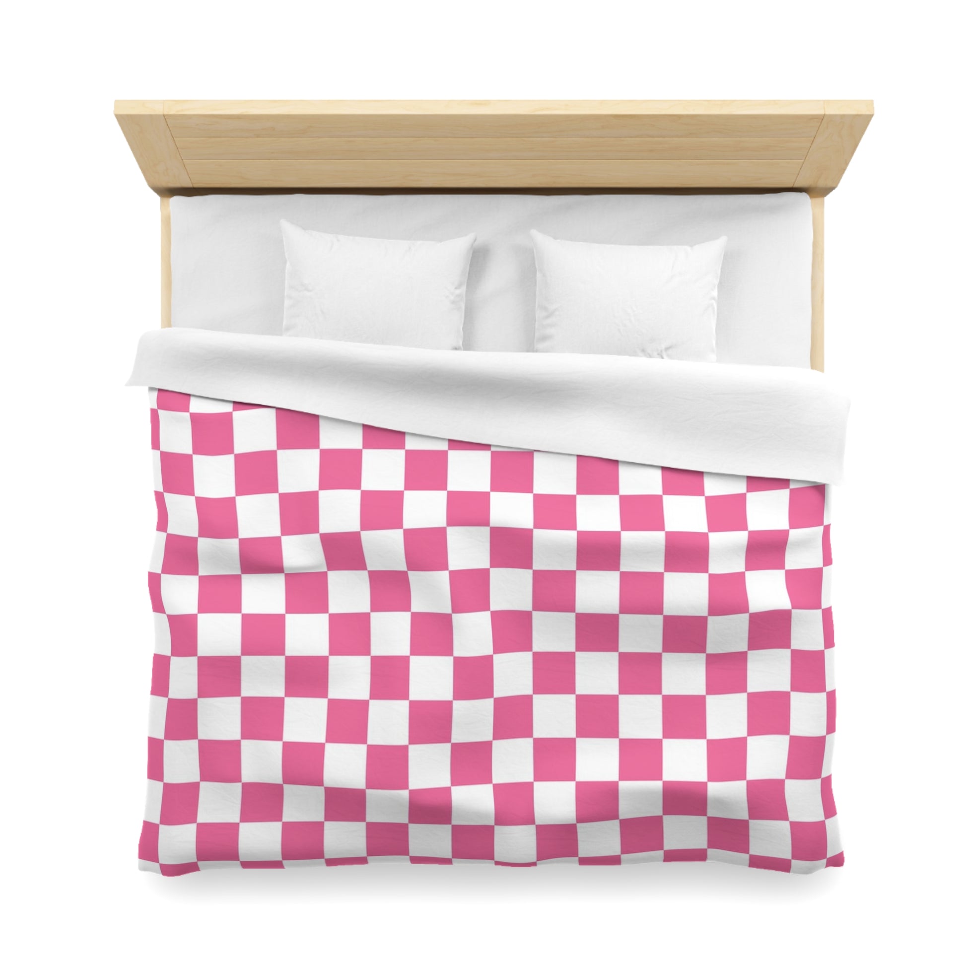 Yuyushiki Pink Check Microfiber Duvet Cover, Artsulli - Art is Long, Life is Short, Home Decor, , , , , , , 