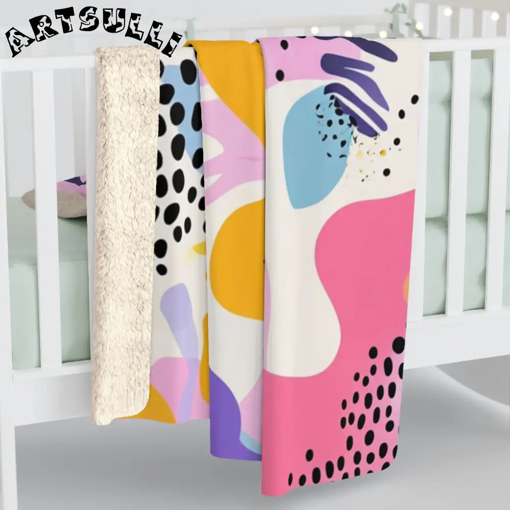 JAKKOUTTHEBXX Colorful Abstract Dots and Shapes II Sherpa Fleece