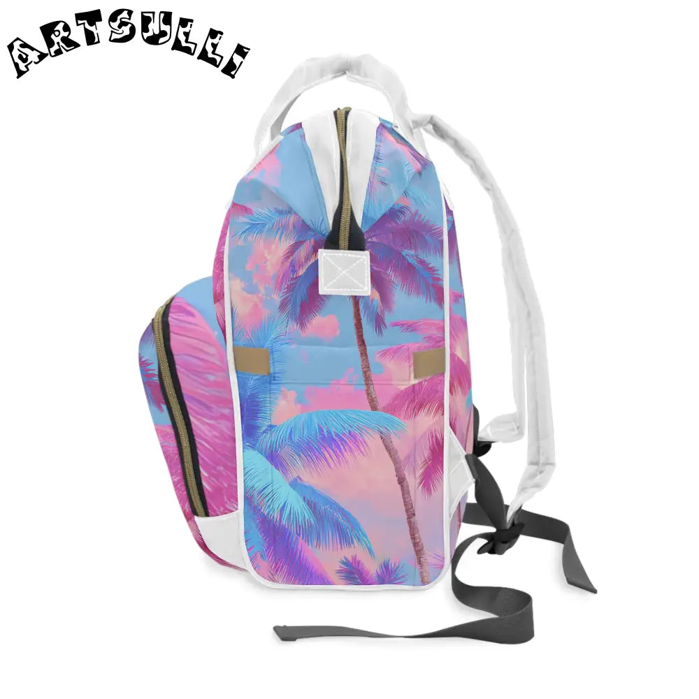 JAKKOUTTHEBXX Ethereal Pastel Palms Multifunctional Diaper Backpack
