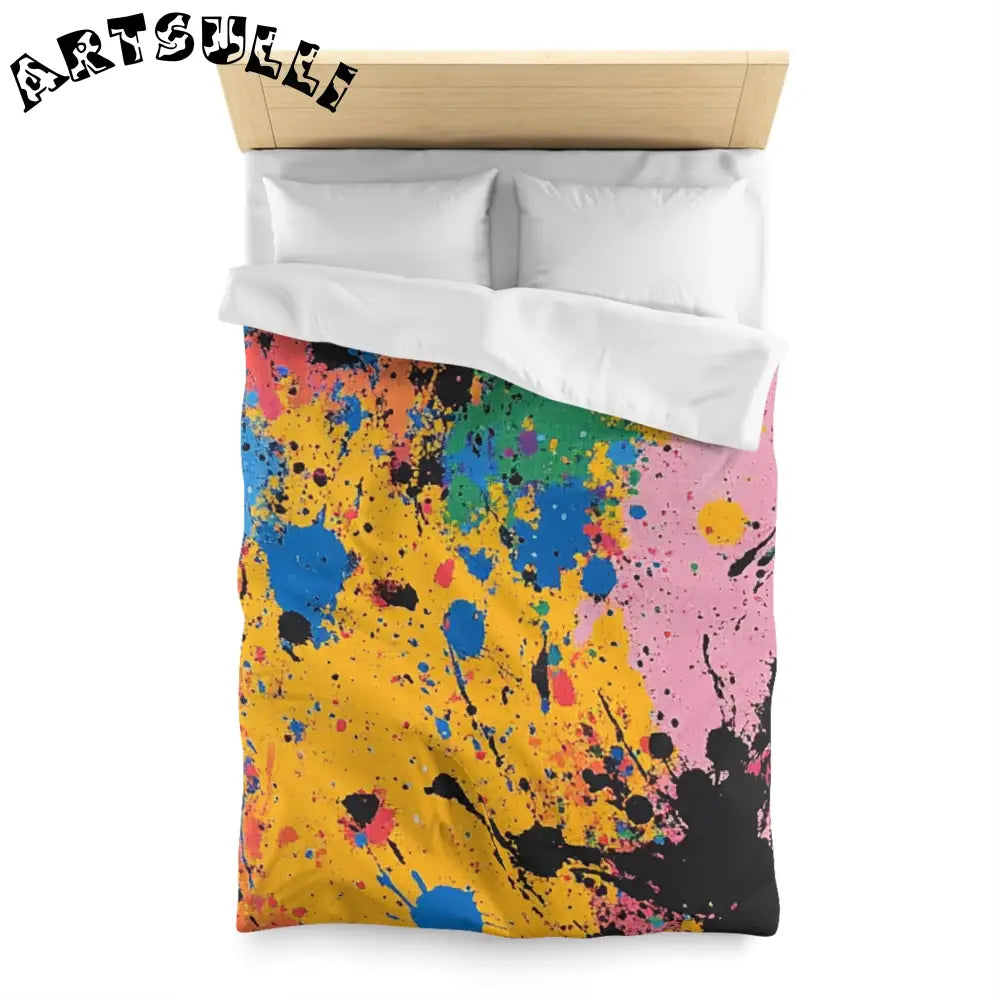 JAKKOUTTHEBXX The Colors Of Paint Splatter Microfiber Duvet Cover