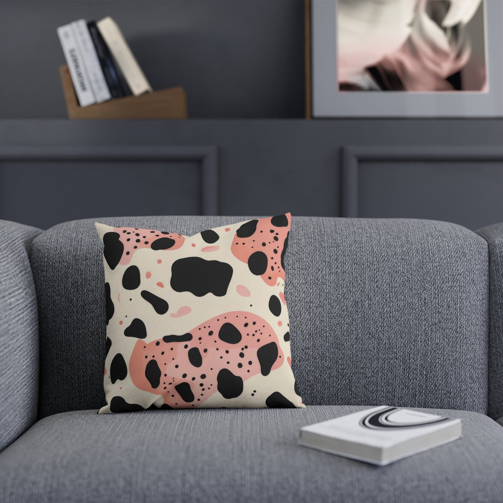 Organic Cow Print Cream and Pink Organic Cow Print Cream and Pink Cushion, Artsulli - Art is Long, Life is Short, Home Decor, , , , , , , 