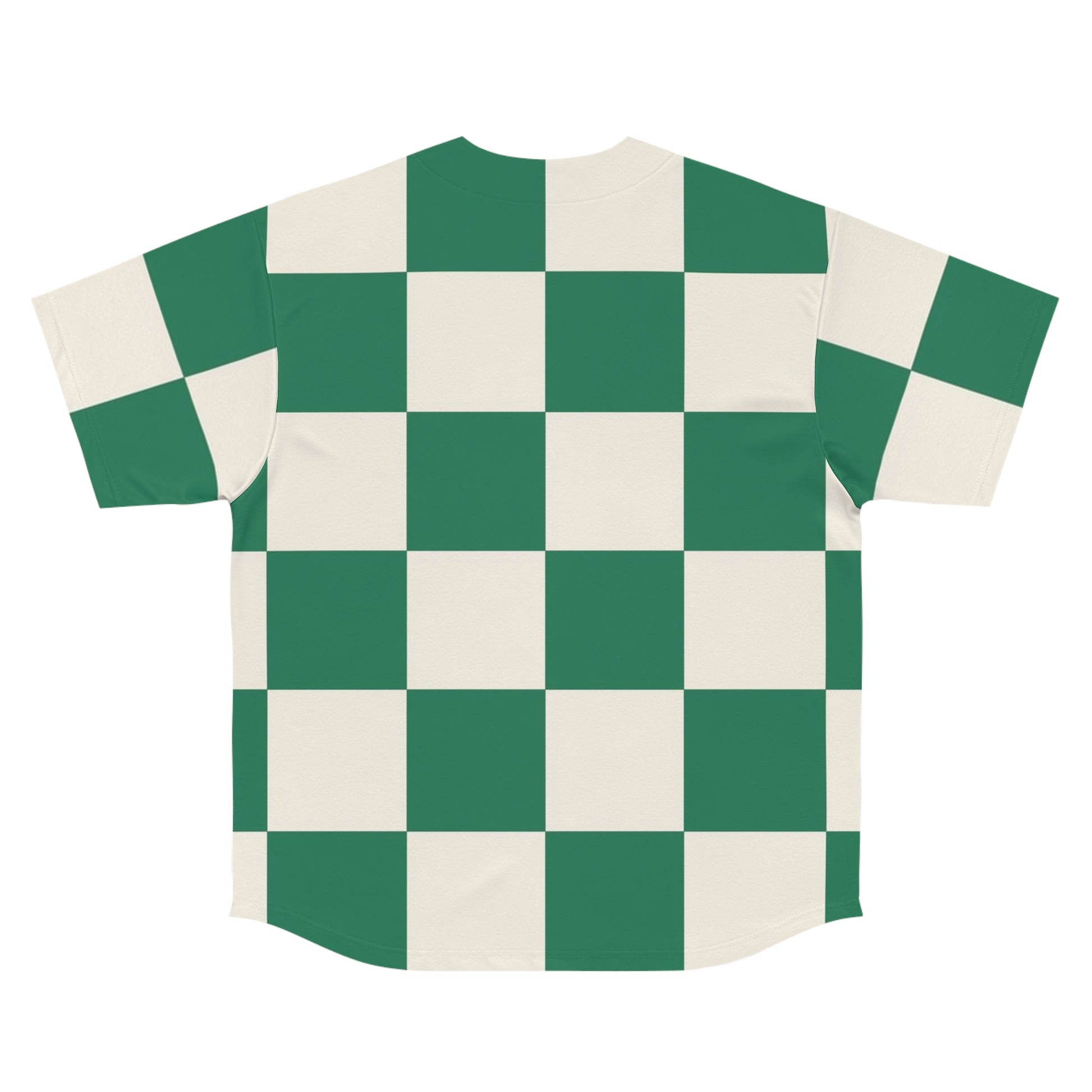 Checkerboard Dark Green Men's Baseball Jersey (AOP), Artsulli - Art is Long, Life is Short, All Over Prints, , , , , , , 