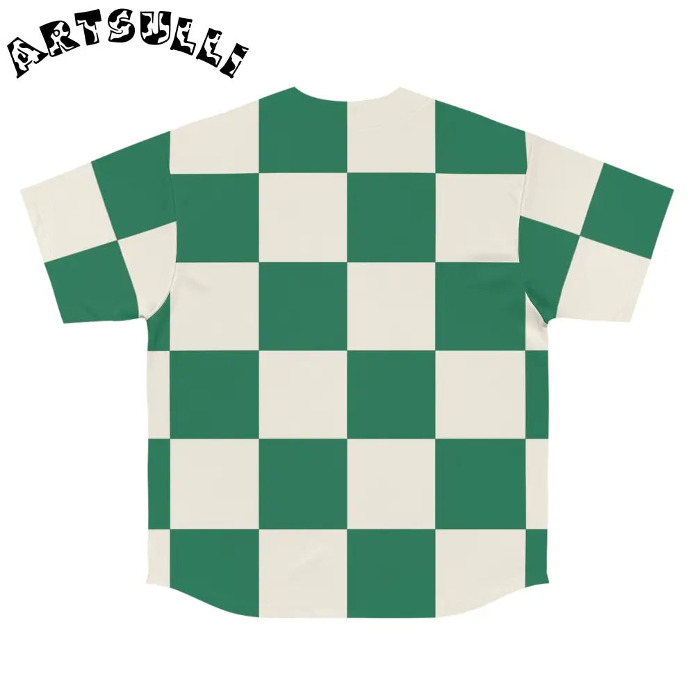 JAKKOUTTHEBXX Checkerboard Dark Green Men’s Baseball Jersey (AOP)