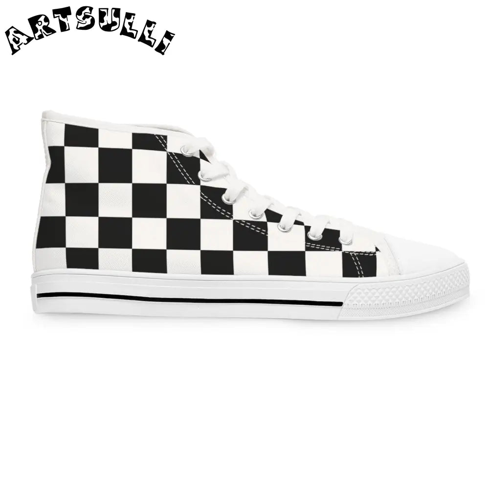 JAKKOUTTHEBXX Checkerboard White and Black Women’s High Top Sneakers