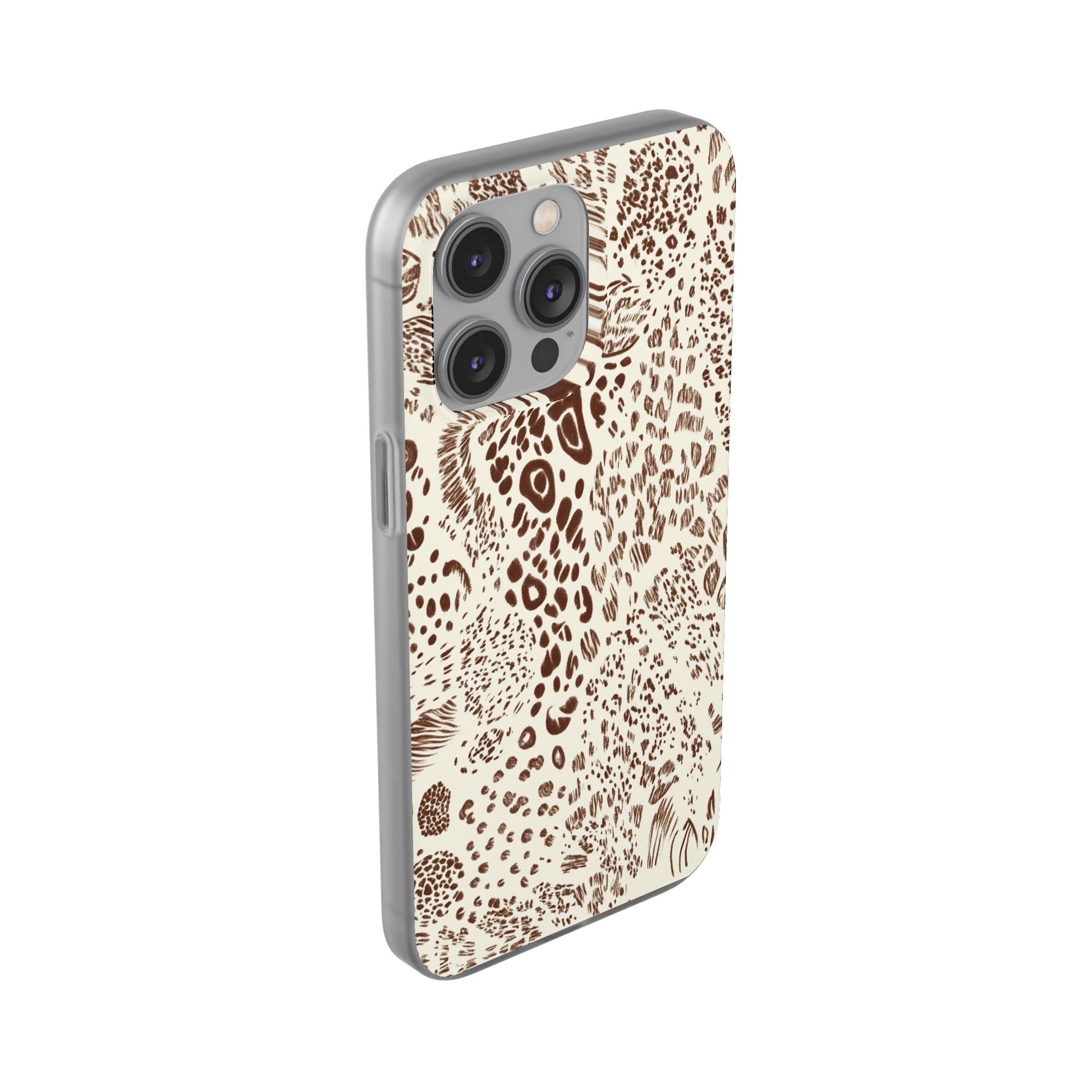 Brown Animal Print Flexi Case, Artsulli - Art is Long, Life is Short, Phone Case, , , , , , , 