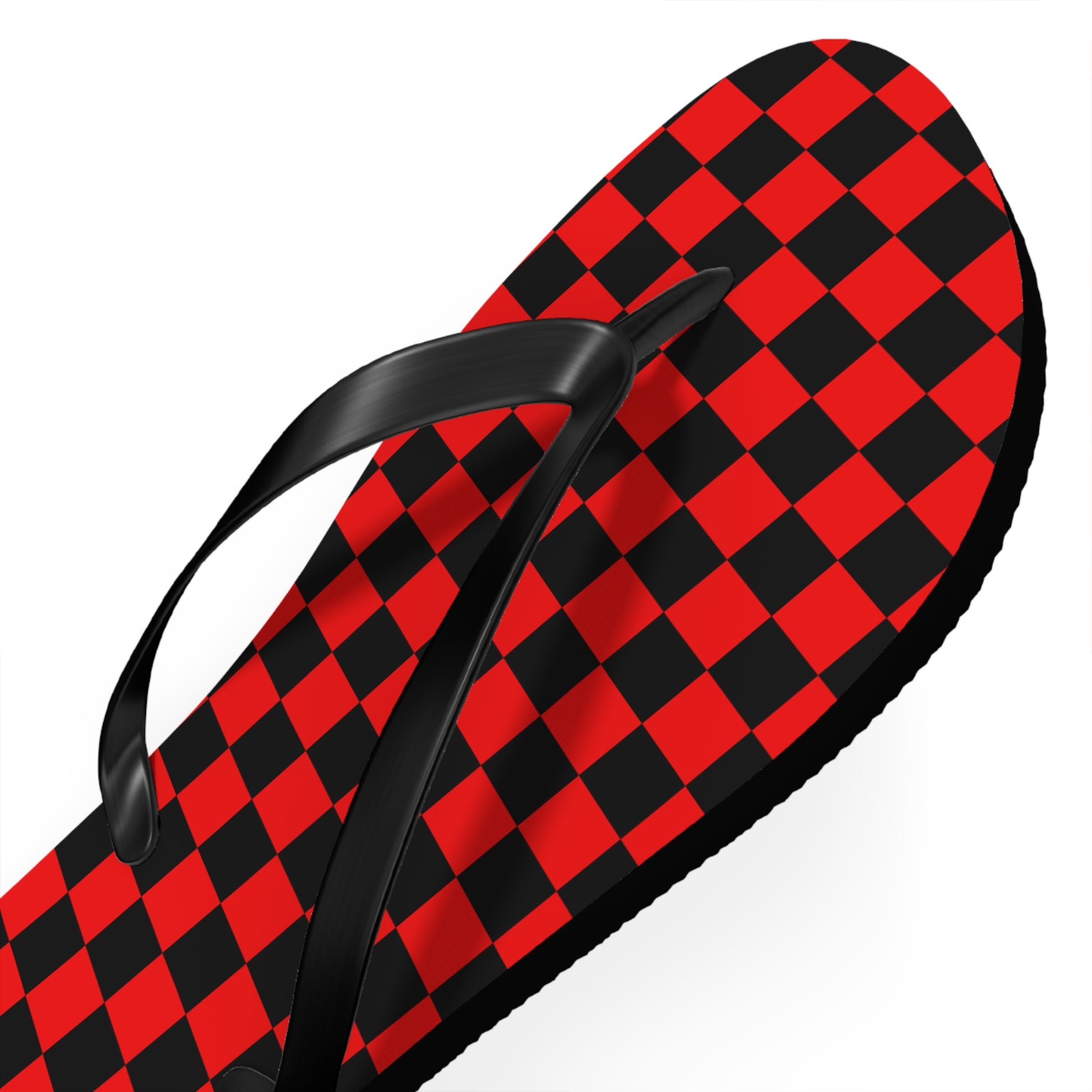 Checkerboard Red and Black Flip Flops, Artsulli - Art is Long, Life is Short, Shoes, , , , , , , 