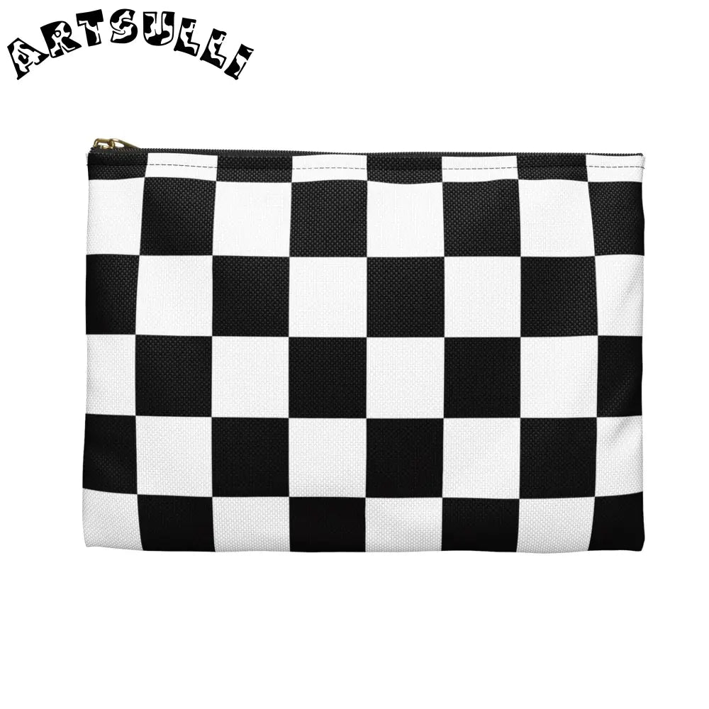 JAKKOUTTHEBXX Checkerboard Black and White Accessory Pouch