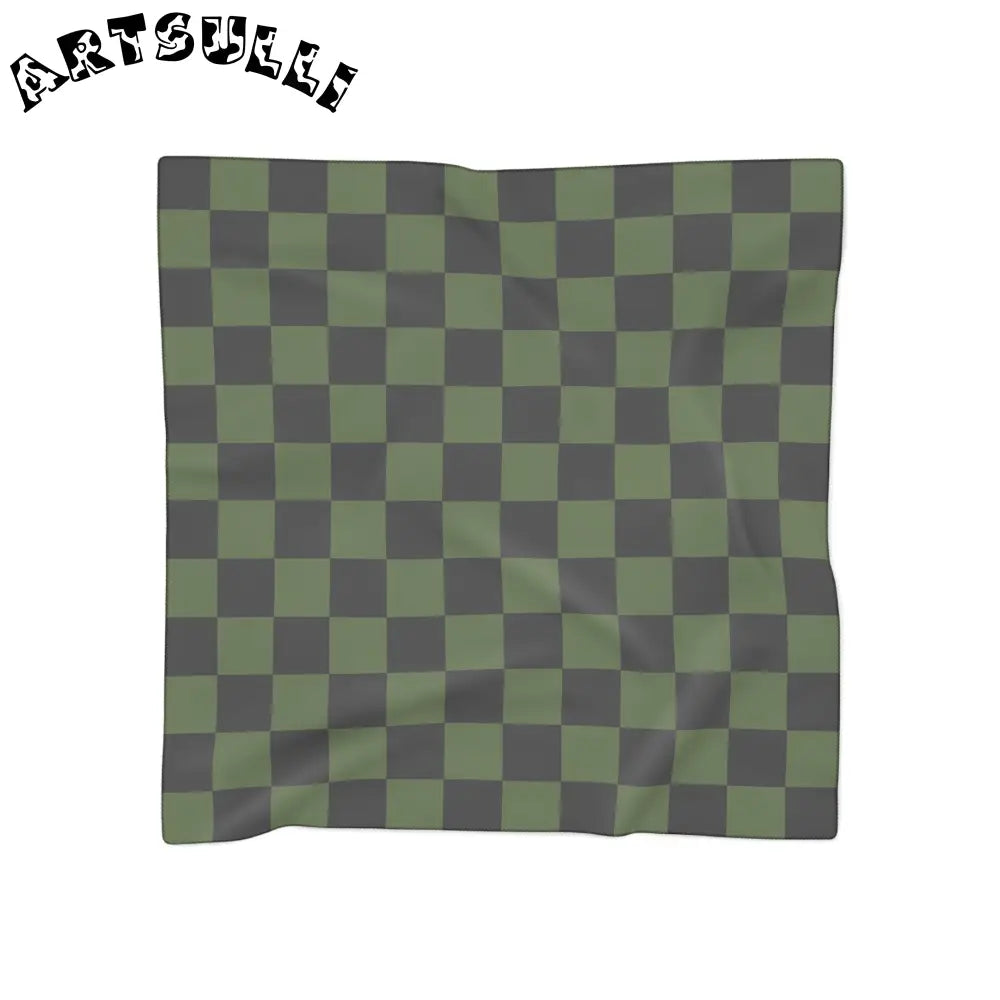 JAKKOUTTHEBXX Checkerboard Olive Green and Black Poly Scarf