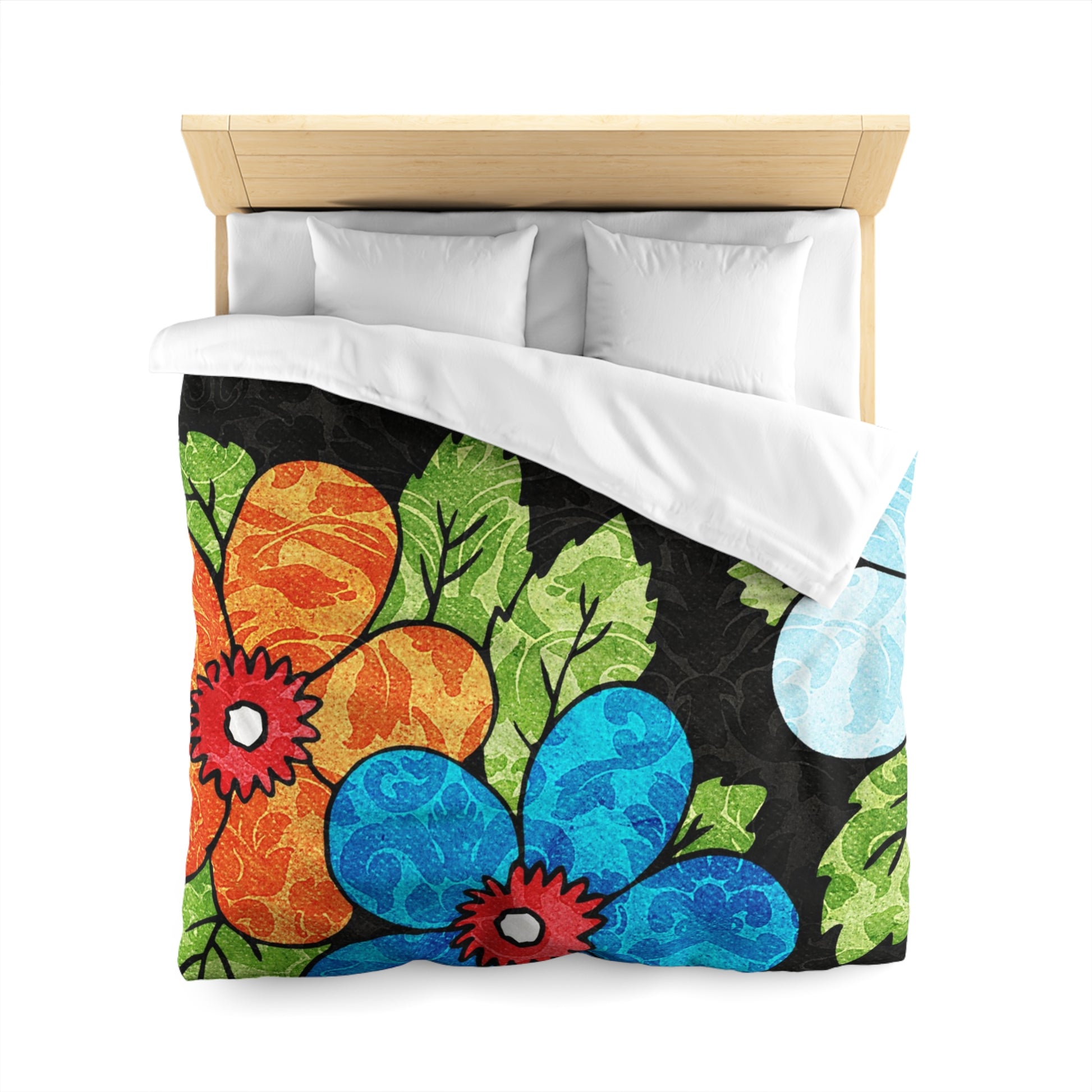 Groovy Black Floral Kl Microfiber Duvet Cover, Artsulli - Art is Long, Life is Short, Home Decor, , , , , , , 