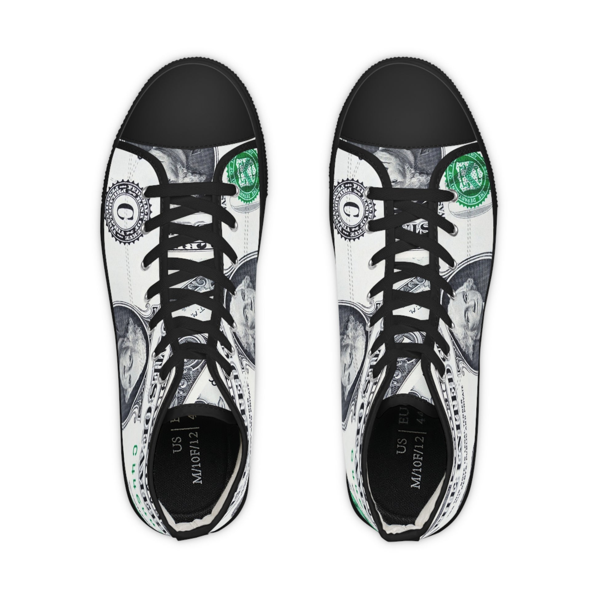 Money Collage Men's High Top Sneakers, Artsulli - Art is Long, Life is Short, Shoes, , , , , , , 
