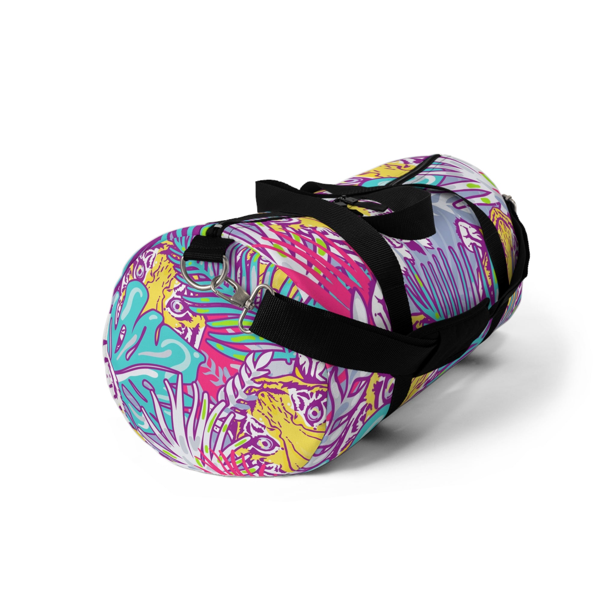 Tropical Floral Tigers Torquise and Purple Duffel Bag, Artsulli - Art is Long, Life is Short, Bags, , , , , , , 