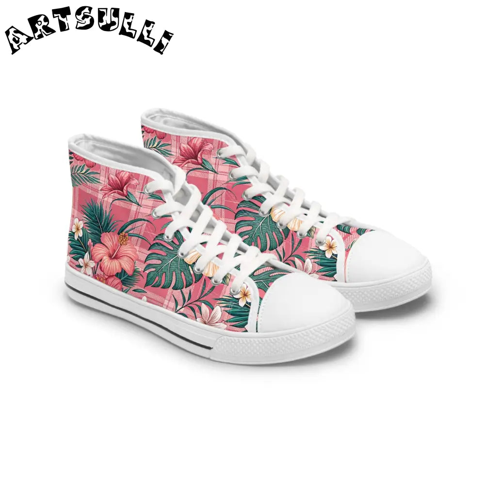 JAKKOUTTHEBXX Plaid x Floral III Pink and Green Women’s High Top