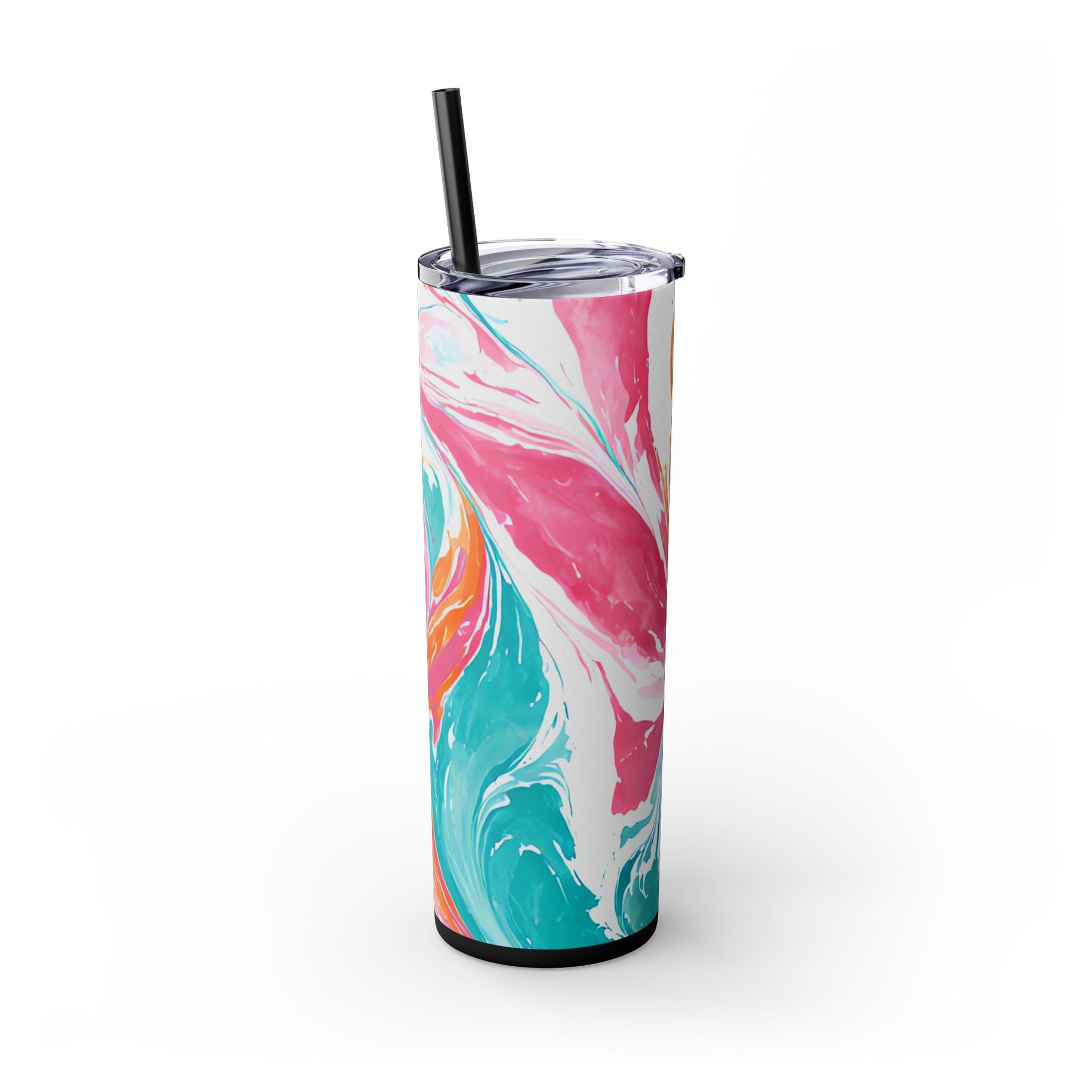 Liquid Pastel Spill Multi-Color Skinny Tumbler with Straw, 20oz, Artsulli - Art is Long, Life is Short, Mug, , , , , , , 