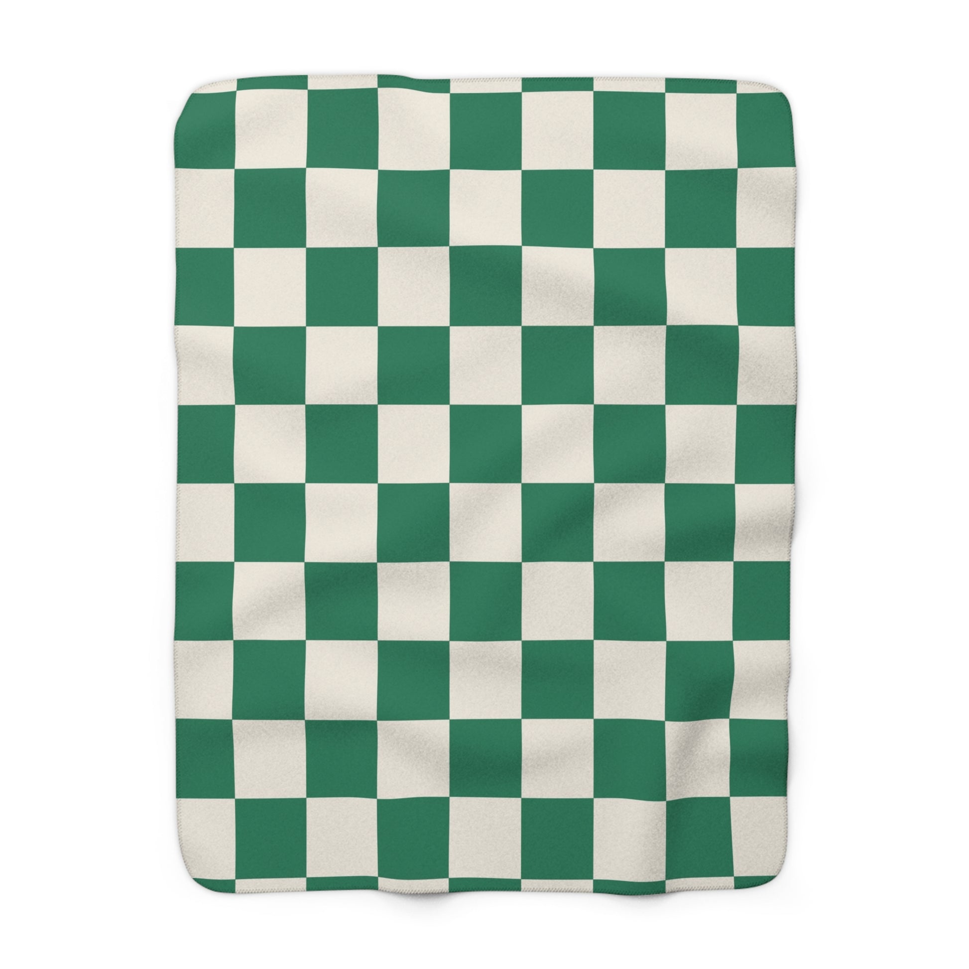 Checkerboard II Dark Green Sherpa Fleece Blanket, Artsulli - Art is Long, Life is Short, Home Decor, Size, 50" × 60", , , , , 12018864724790920748