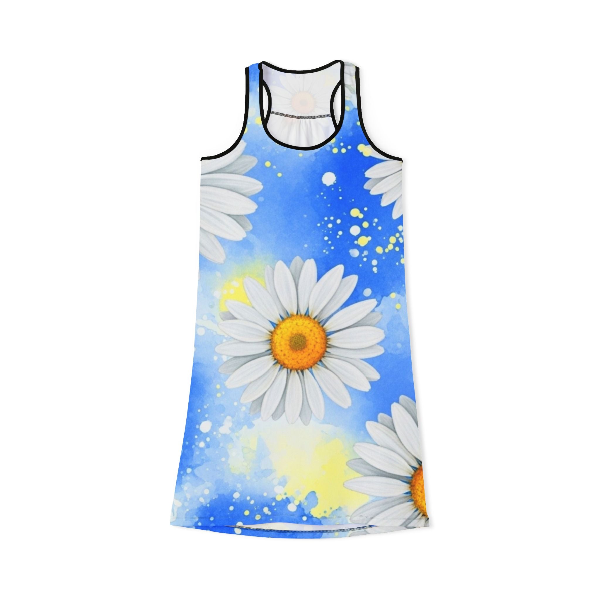 Daisies Women's Racerback Dress (AOP), Artsulli - Art is Long, Life is Short, Tank Top, Size, XS, Color, Black, , , 23984431282518351138