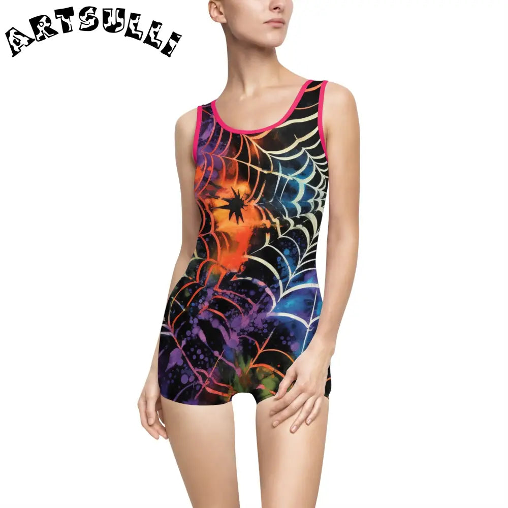 JAKKOUTTHEBXX Colorful Spider Web One-Piece Swimsuit 2025
