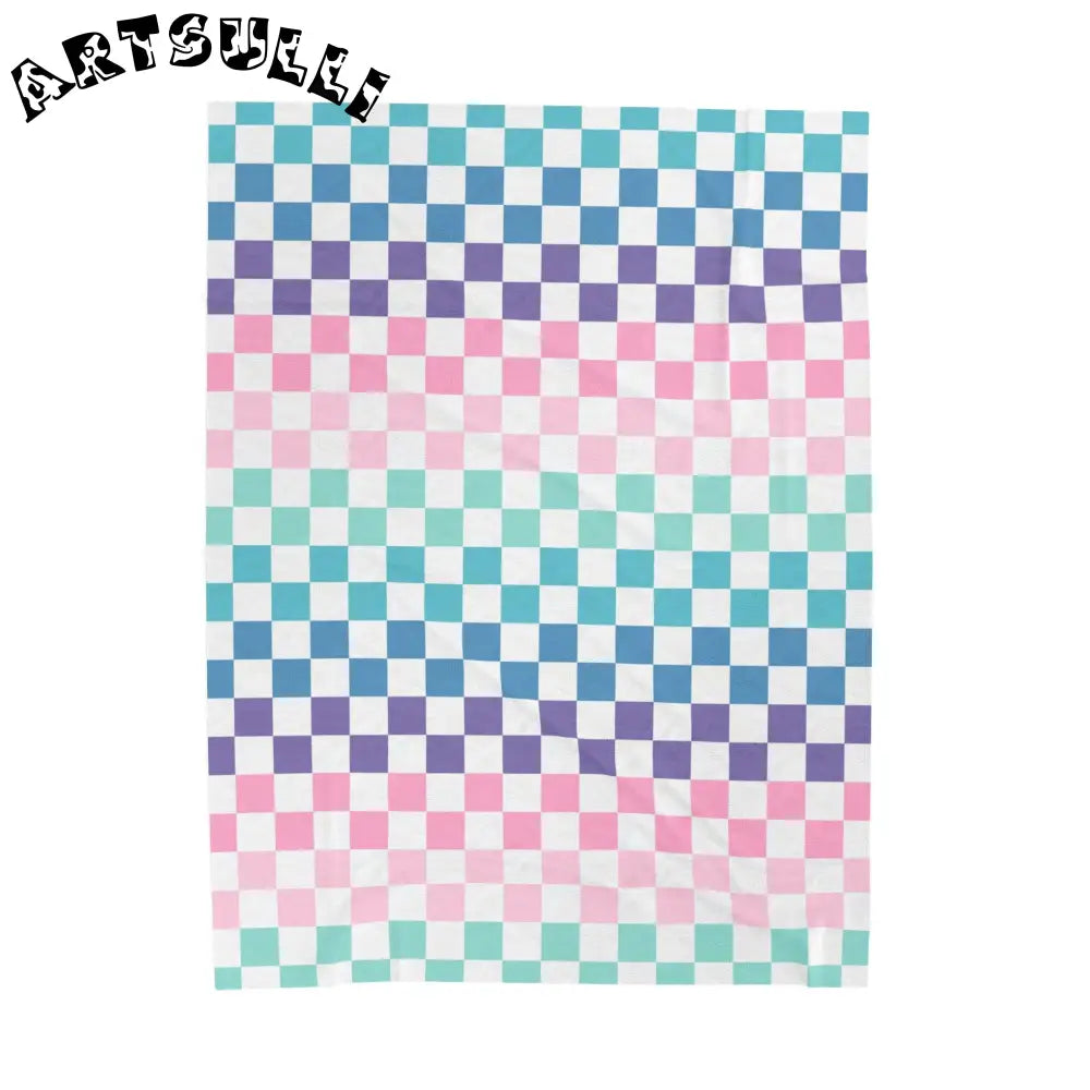 JAKKOUTTHEBXX Vaporwave Rainbow Checkerboard Multi-Color Velveteen