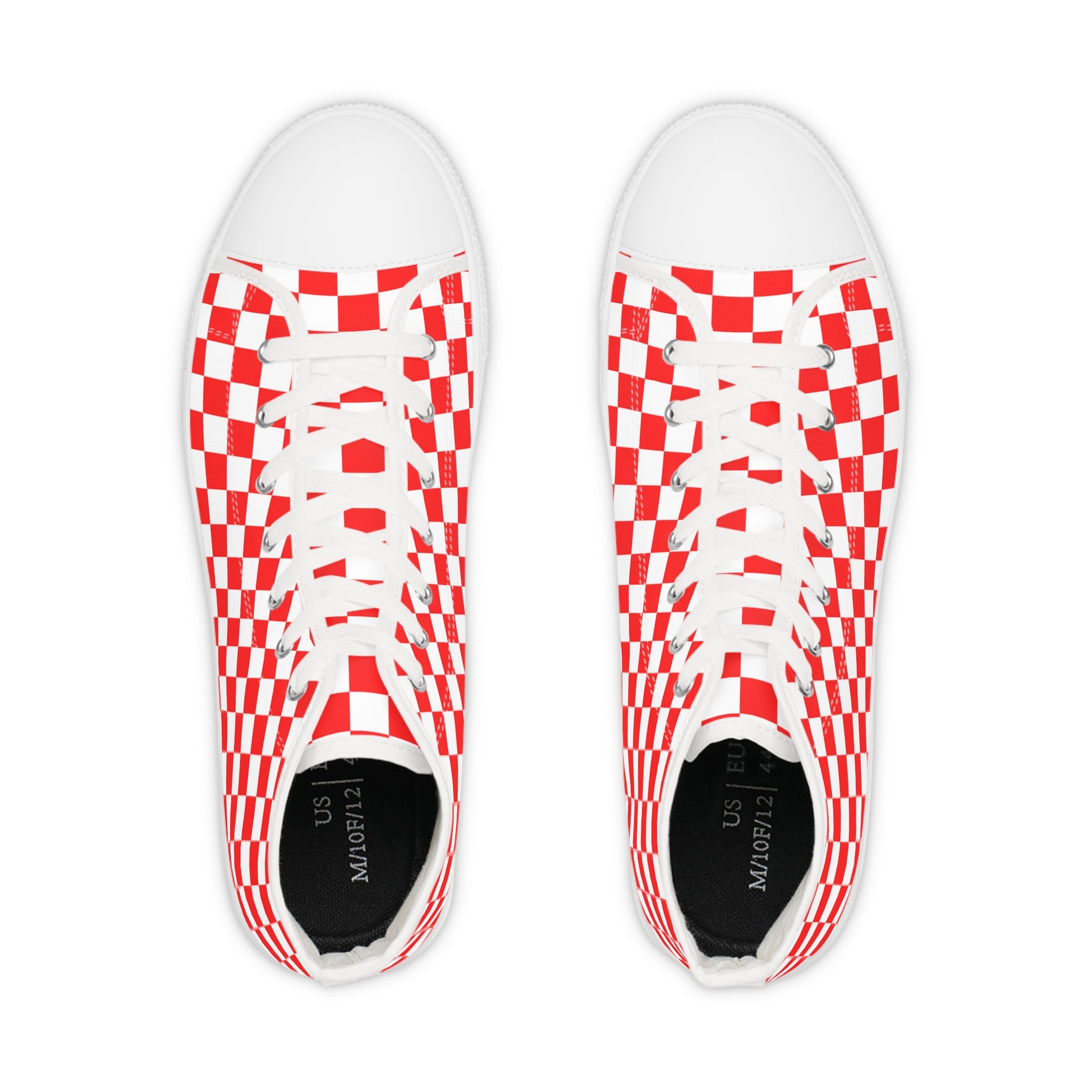 Checkerboard II Red and White Copy of Men's High Top Sneakers, Artsulli - Art is Long, Life is Short, Shoes, , , , , , , 