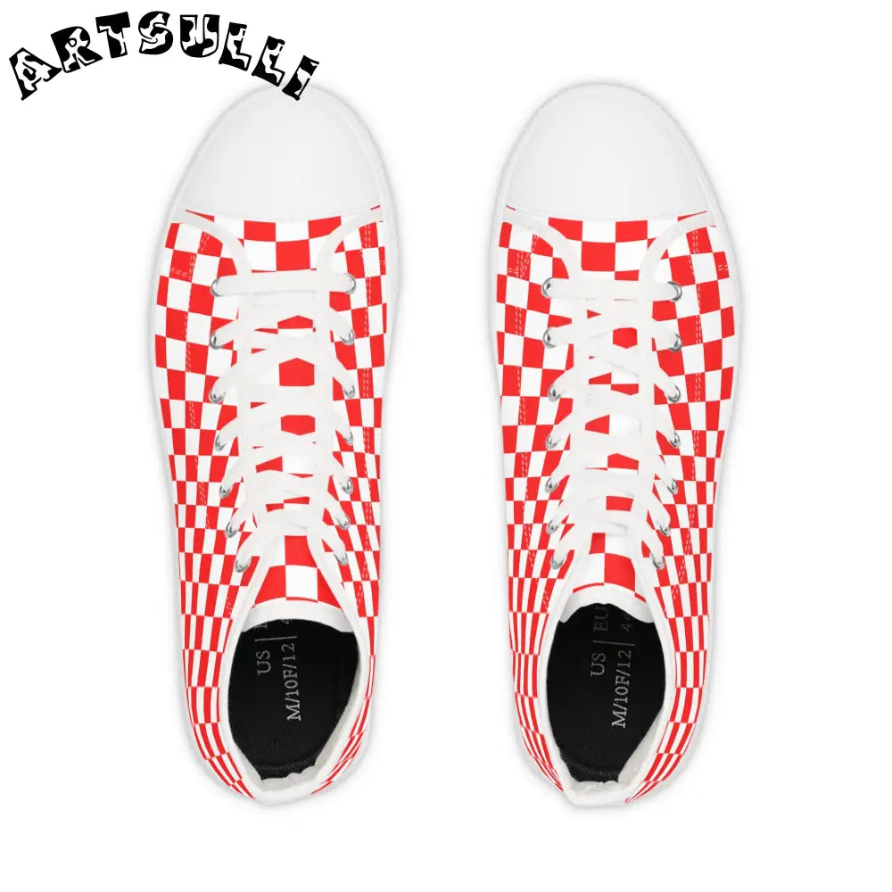 JAKKOUTTHEBXX Checkerboard II Red and White Copy of Men’s High Top